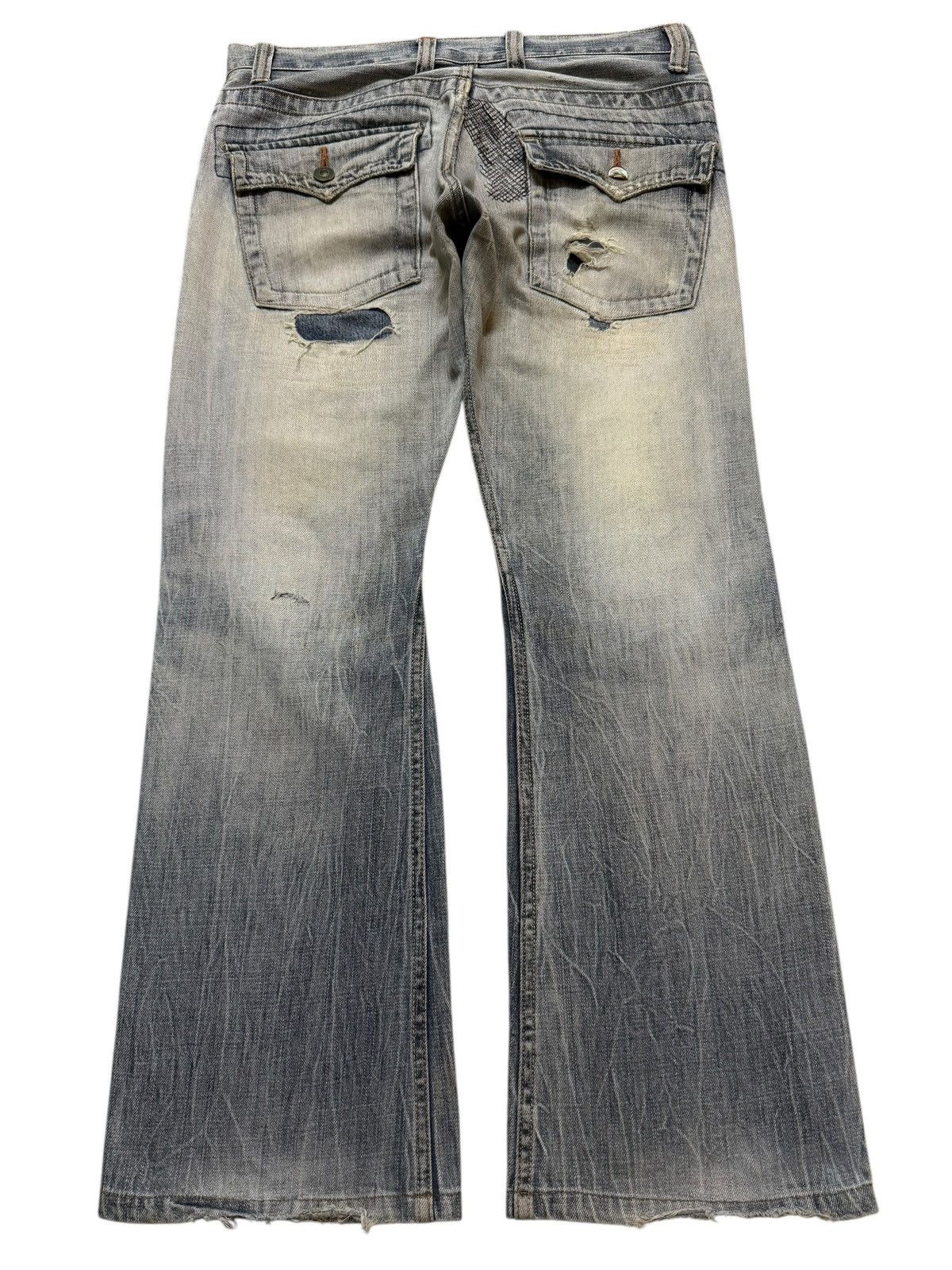 Kapital Vintage Y2K Japanese Faded Thunder Wash Distressed Flare Size US 34 / EU 50 - 2 Thumbnail