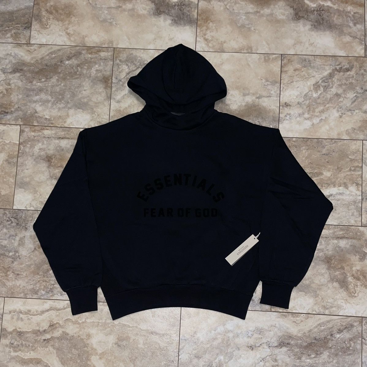 Fear of God Essentials Arch Logo Hoodie Jet Black Medium