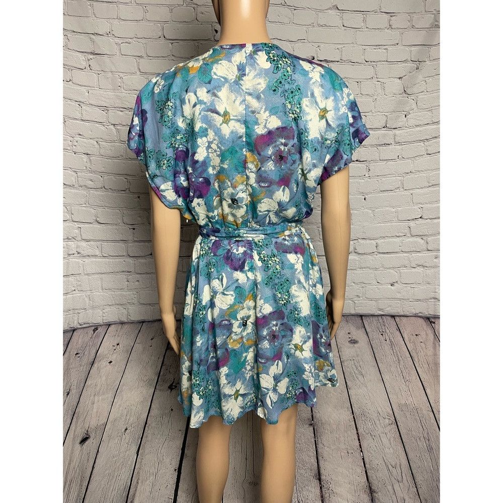 Free People New Free People Freddy Tie Waist Mini Blue Floral Dress Siz Size S / US 4 / IT 40 - 5 Thumbnail