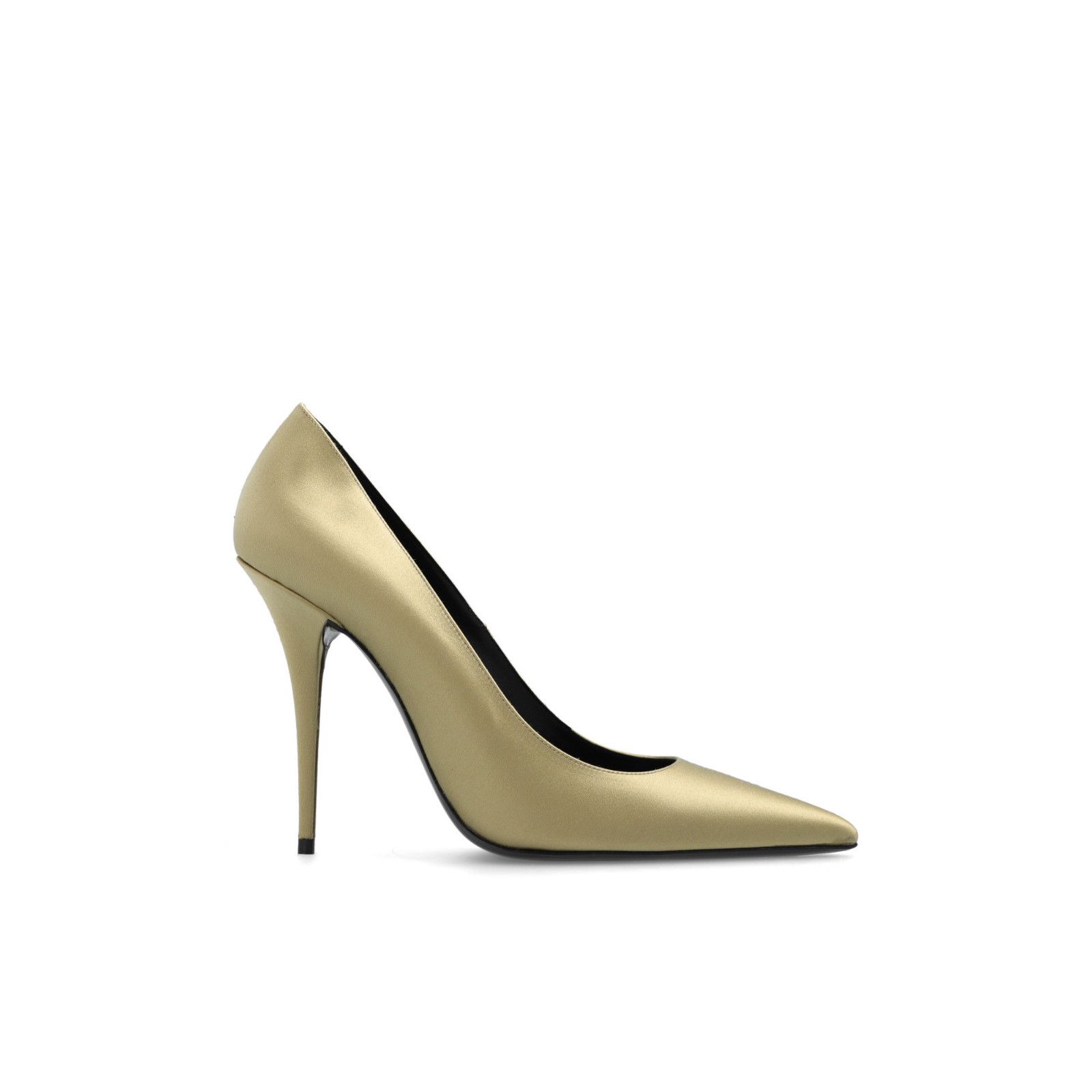 SAINT LAURENT Instinct Gold Satin 110mm Pumps New & Authenti