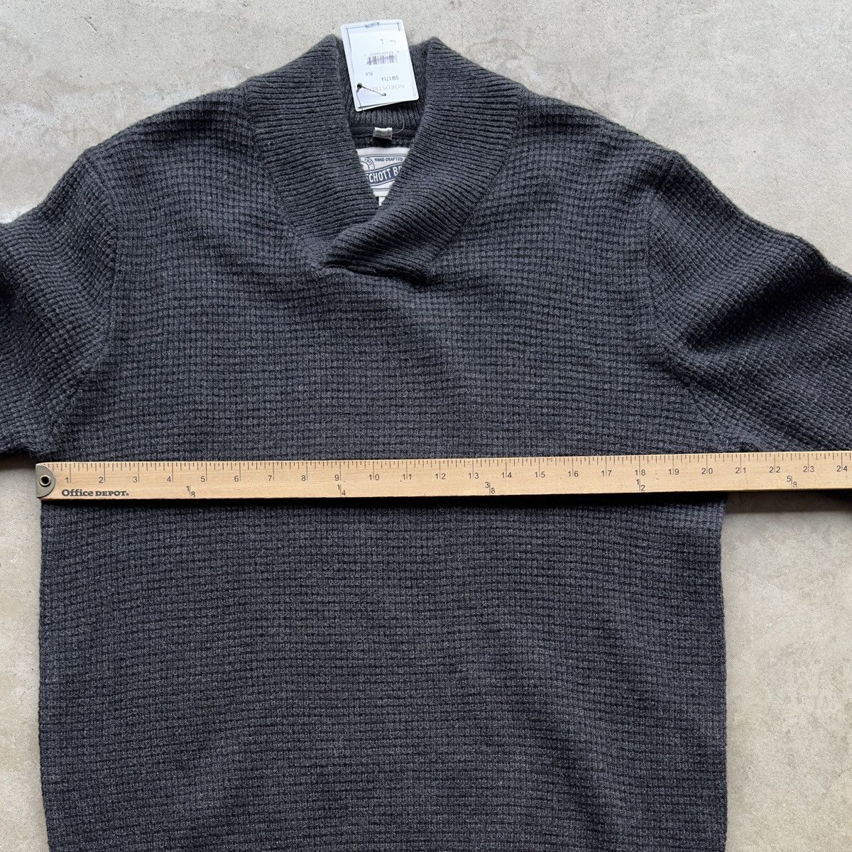 Schott Schott Bros. Mens Sweater V-Neck Shawl Waffle Knit Wool Size US L / EU 52-54 / 3 - 7 Thumbnail