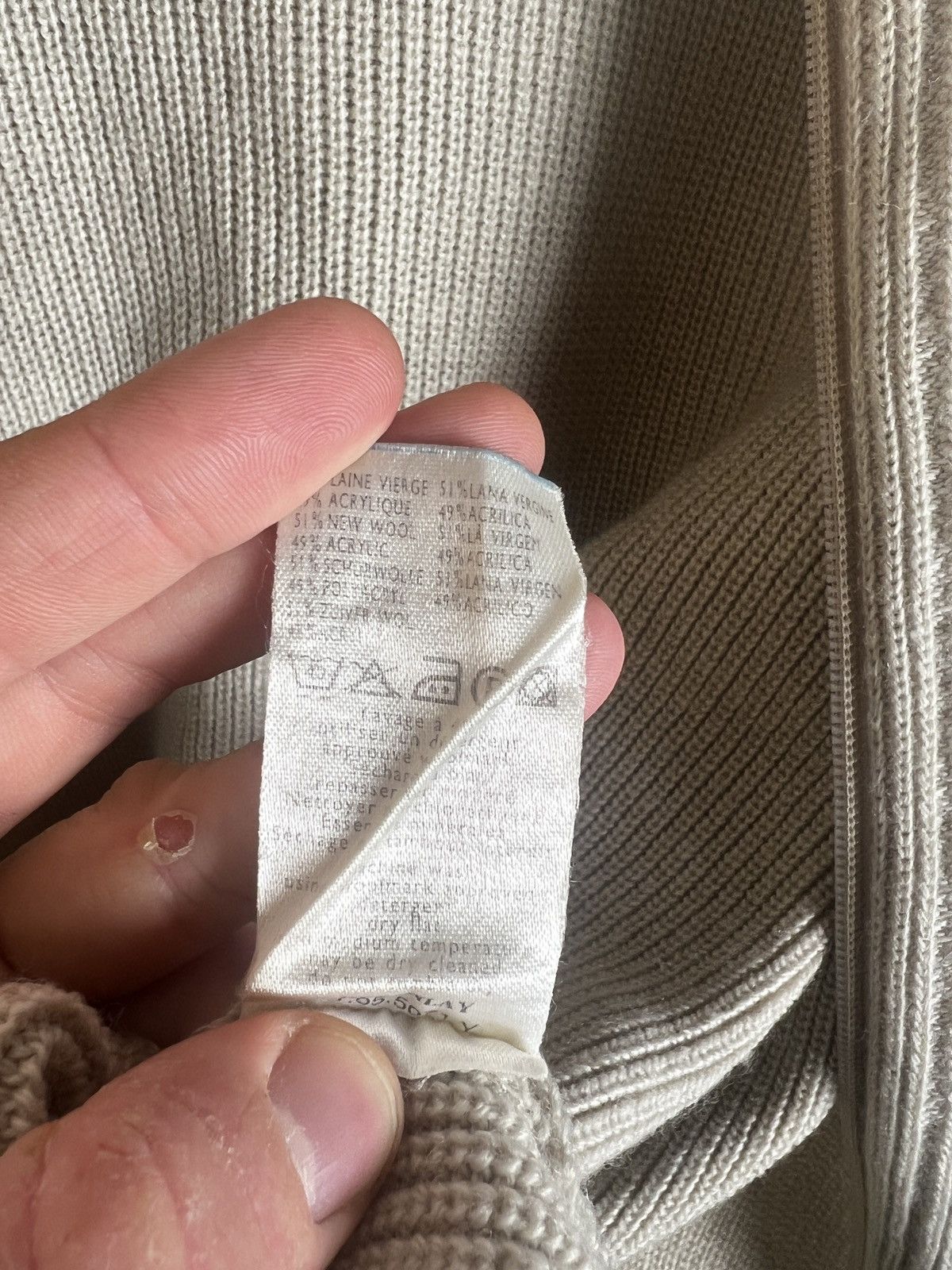 Lacoste Vintage Lacoste Full Zip Wool Knitted Sweater Beige Size US L / EU 52-54 / 3 - 7 Thumbnail