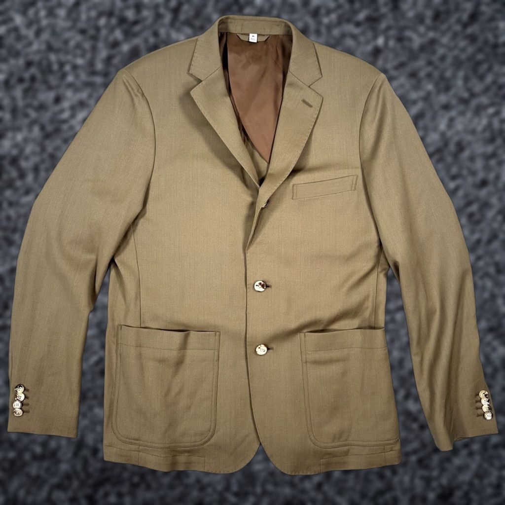 Wills Blazer Mens Medium Brown Classic Two Button Jacket Patch Pockets Casual