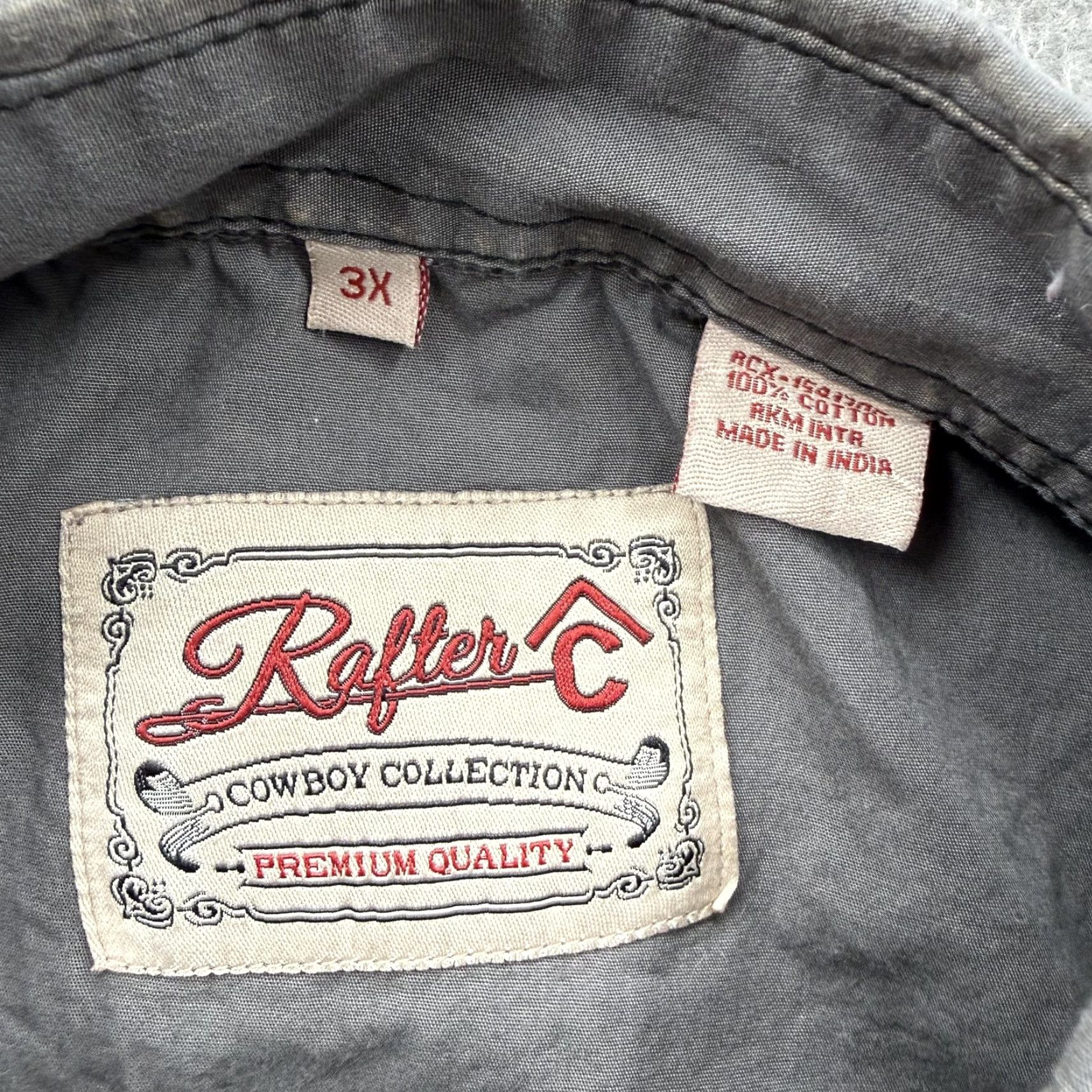 Vintage Rafter C Cowboy Collection Shirt Mens Big 3X Gray Western Snap Long Sleeve Size US XXL / EU 58 / 5 - 3 Thumbnail
