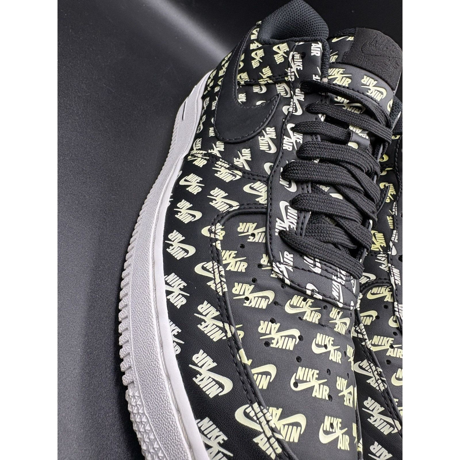 Nike Size 9.5- Nike Air Force 1 '07 QS Low All Over Logo Black Size US 9.5 / EU 42-43 - 2 Thumbnail