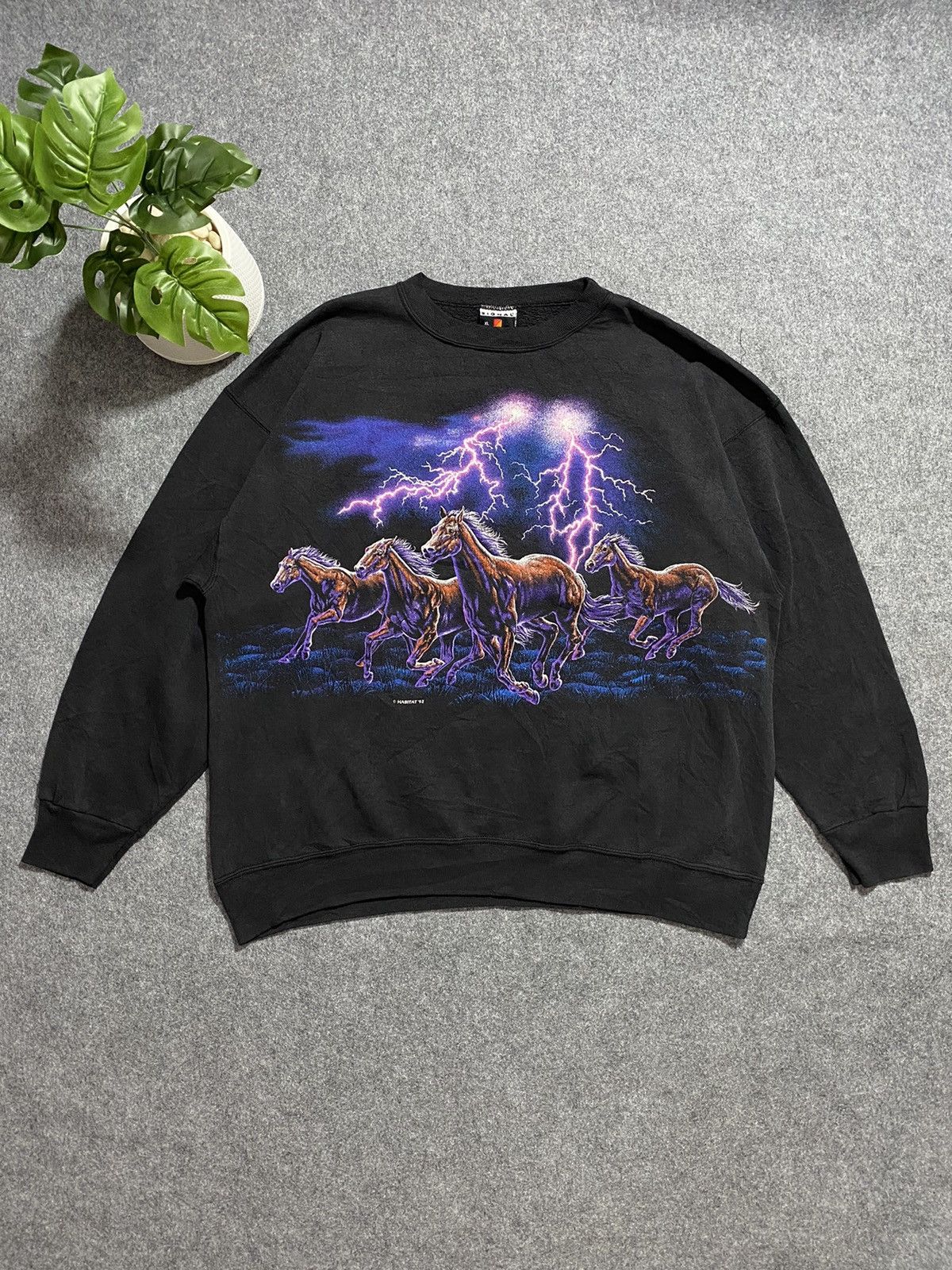 Habitat Vintage habitat 1992 Sweatshirt Thunder Horse Size US XL / EU 56 / 4 - 1 Thumbnail