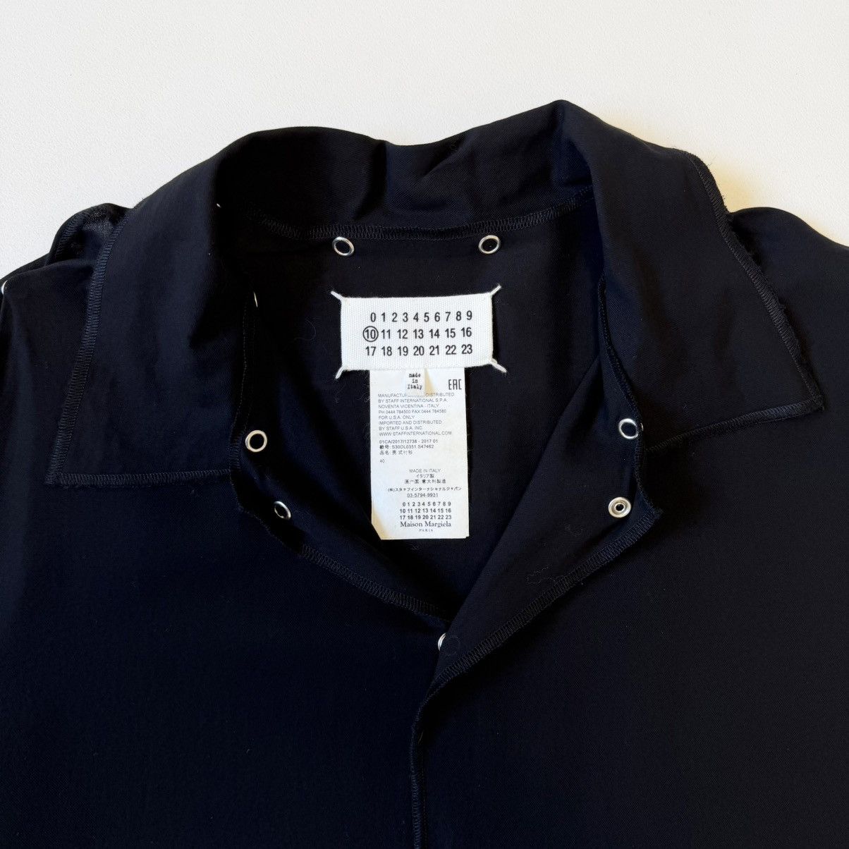 Maison Margiela S/S 17 ‘Metal Popper Detail’ Black Cotton Shirt Size US M / EU 48-50 / 2 - 5 Thumbnail