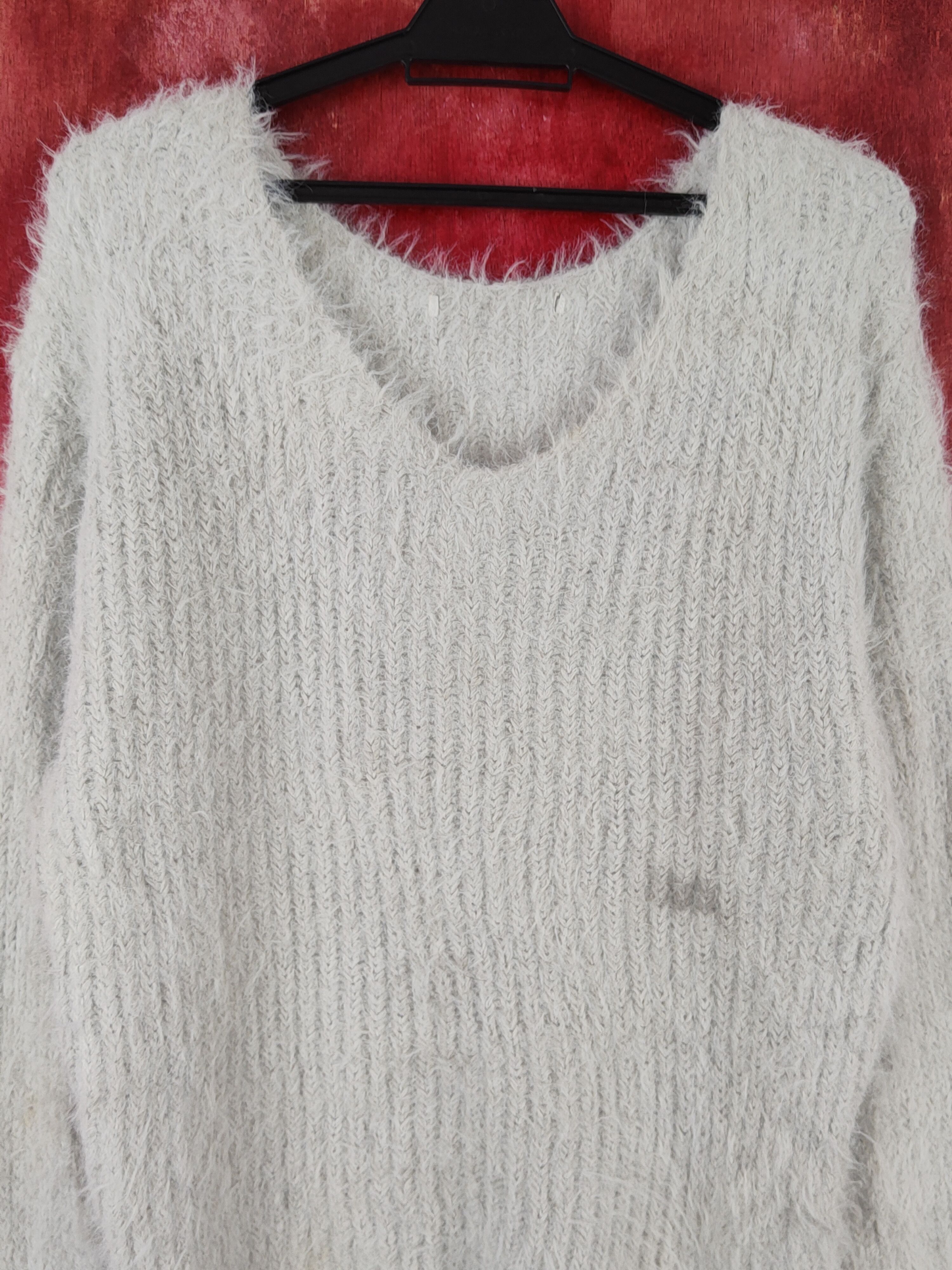 Japanese Brand × Vintage Japanese Brand Gray Shag Shaggy Fur Mohair Knitwear #S1898 Size M / US 6-8 / IT 42-44 - 2 Thumbnail