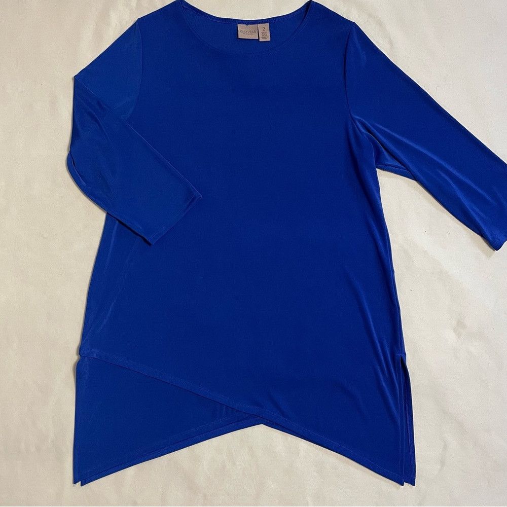 Chicos Chico's Easywear Blue Liquid Knit Asymmetrical Top Tunic Si Size L / US 10 / IT 46 - 5 Thumbnail