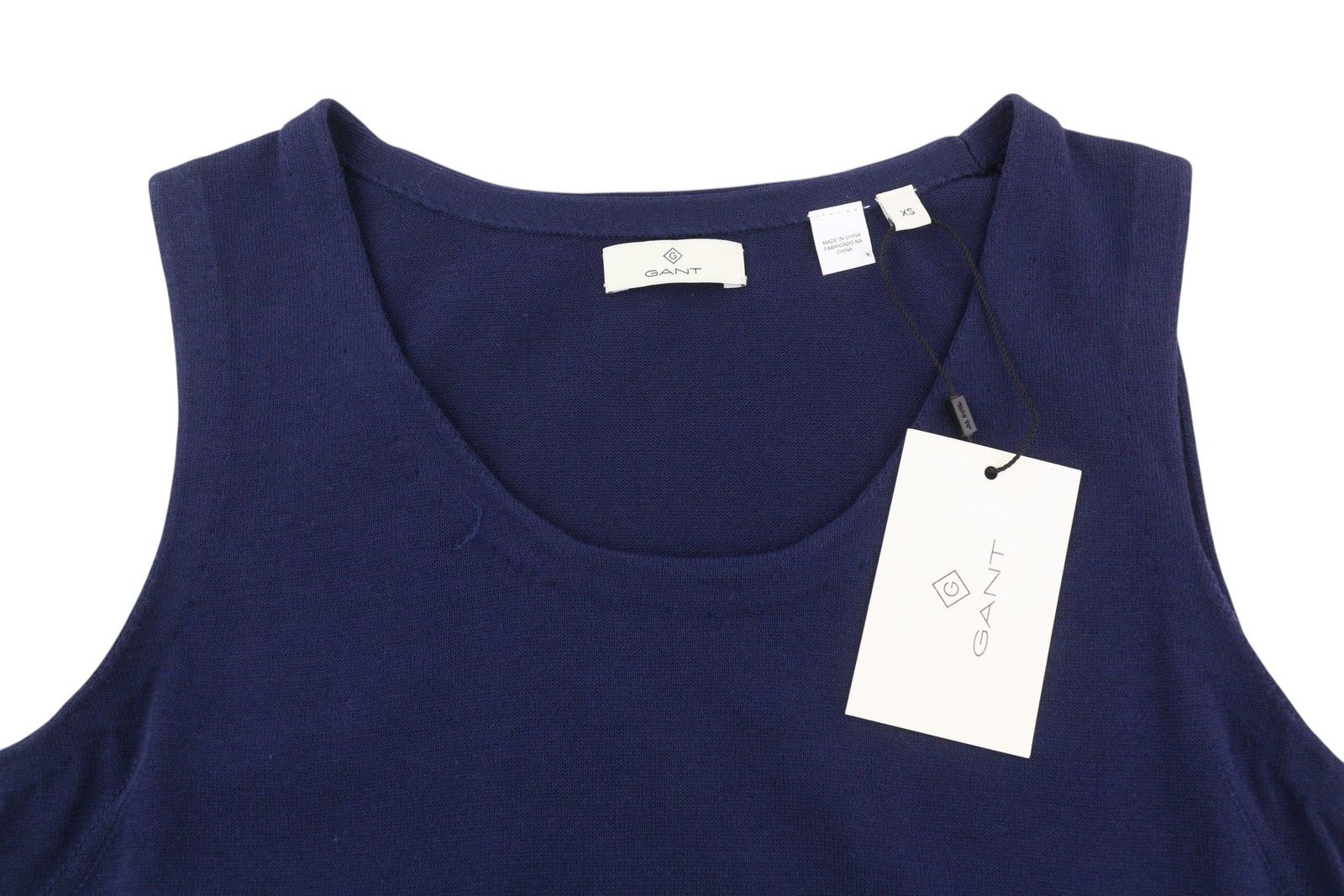 Gant KNITTED PIMA COTTON XS Blue Sleeveless Dress 84956 Size XS / US 0-2 / IT 36-38 - 4 Thumbnail