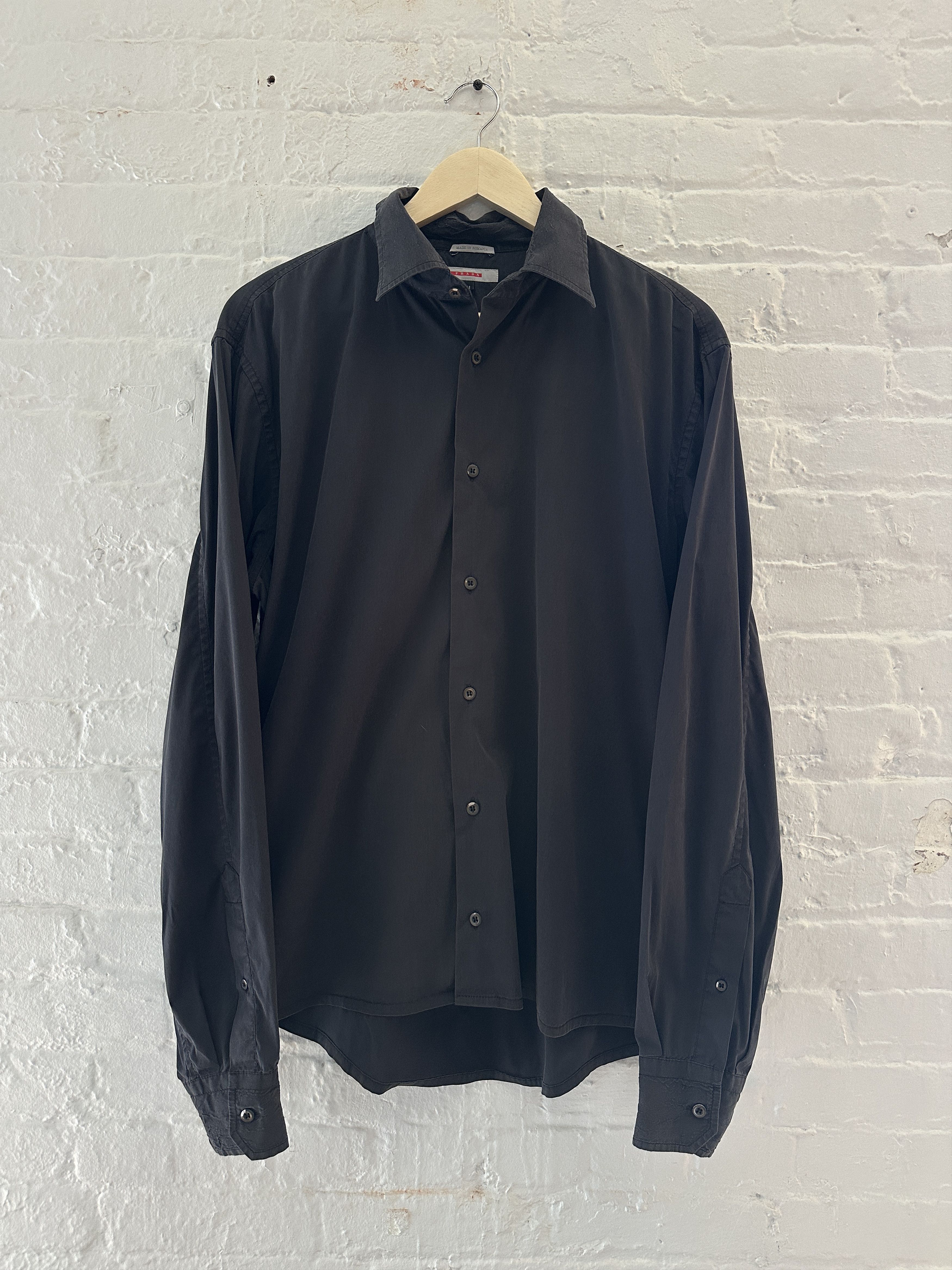 Prada × Vintage Prada Button Up Black Shirt | Grailed