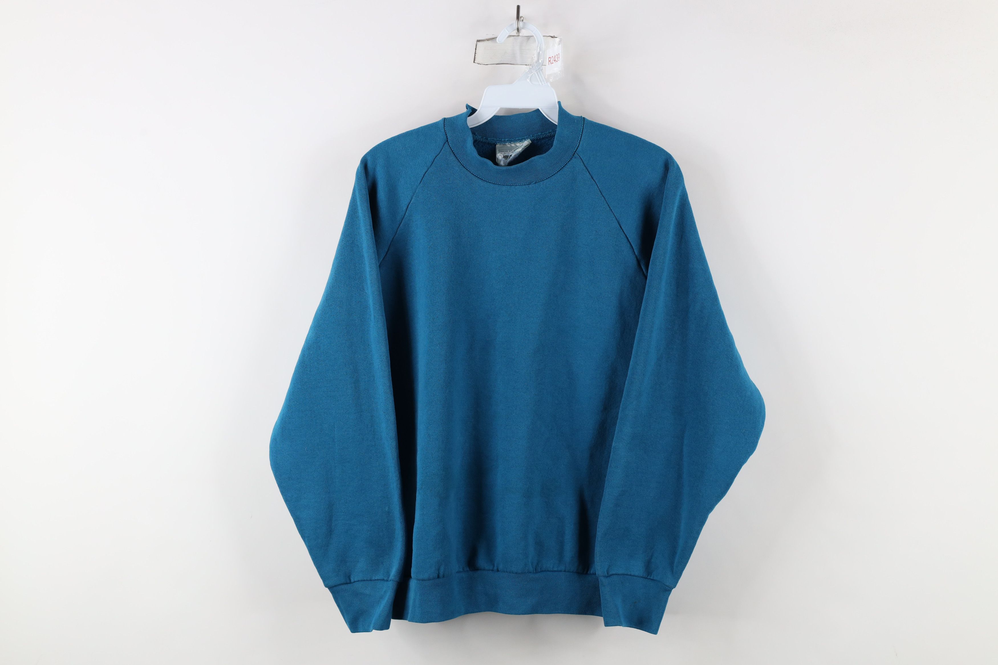 Vintage Vintage 90s Streetwear Blank Crewneck Sweatshirt Blue Size L / US 10 / IT 46 - 1 Thumbnail