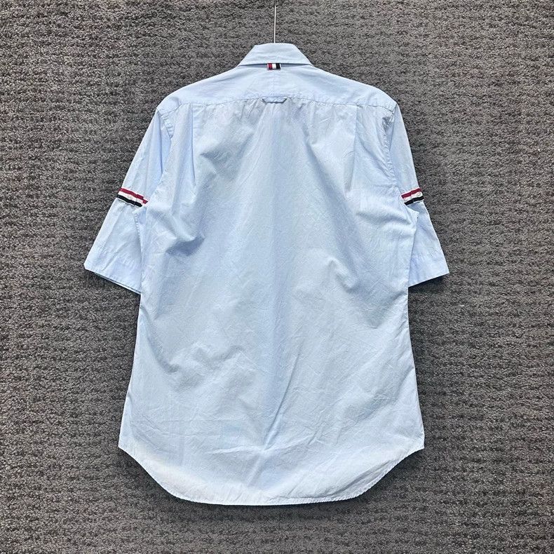 Thom Browne Thom browne Satin three-color striped light blue shirt 2503 Size US L / EU 52-54 / 3 - 2 Thumbnail