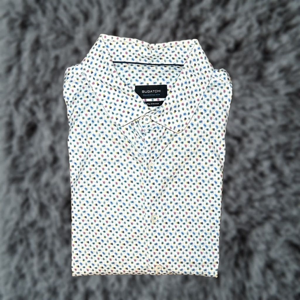 BUGATCHI Bugatchi OoohCotton Tech 8 Way Stretch Long Sleeve Button Down 2XL Mens Shirt White Size US XXL / EU 58 / 5 - 1 Thumbnail