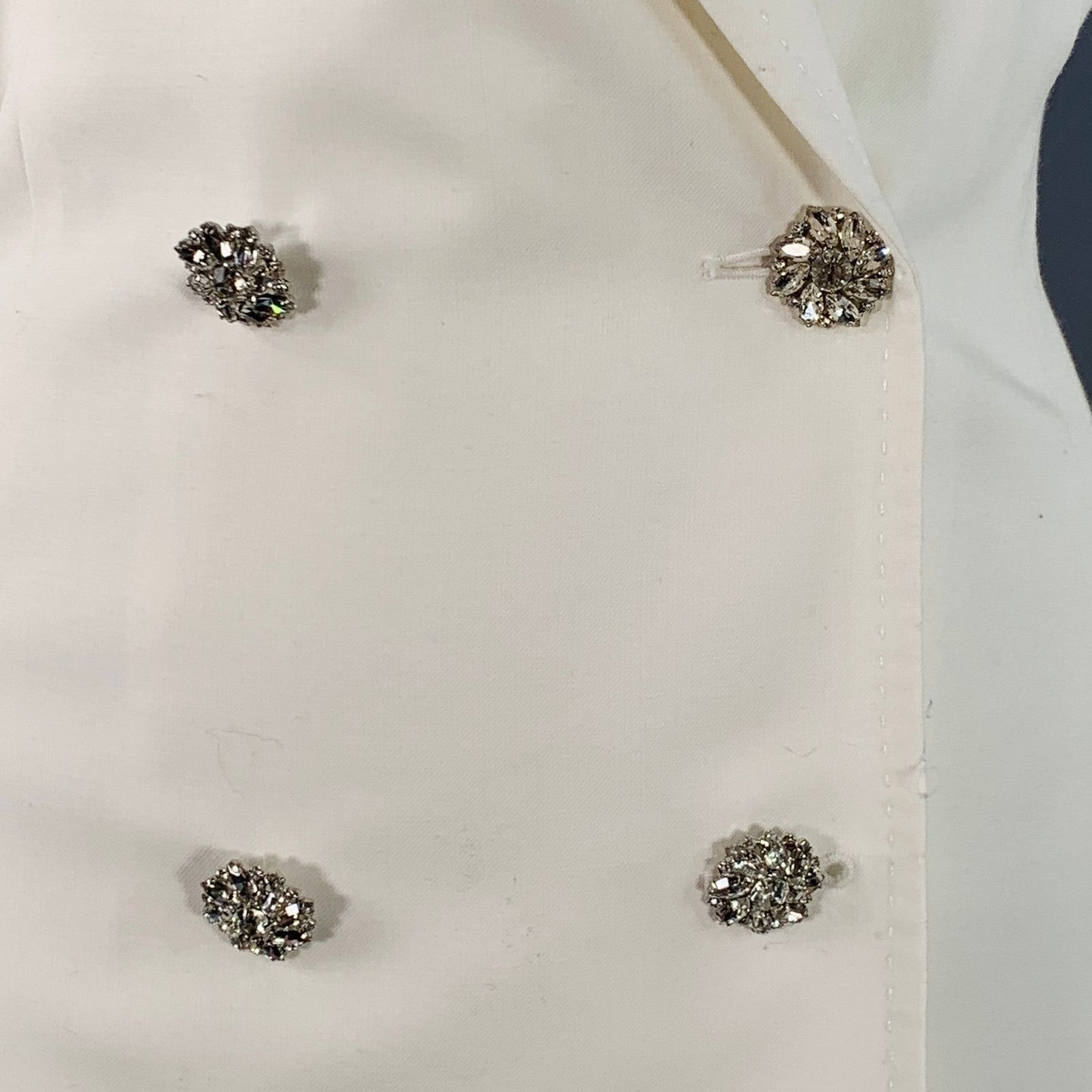 ROTATE White Polyester Wool Double Breasted Notch Lapel Jacket Size L / US 10 / IT 46 - 2 Thumbnail