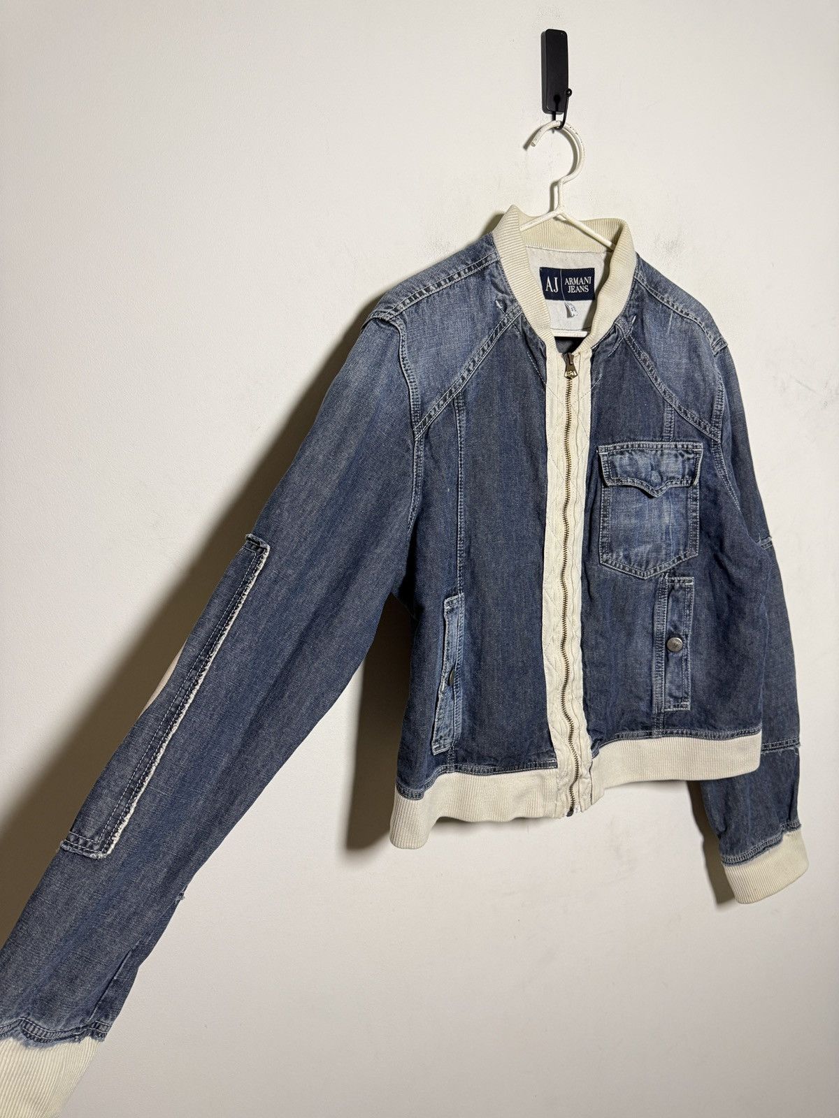 Giorgio Armani armani denim cotton/linen bomber jacket Size US L / EU 52-54 / 3 - 7 Thumbnail