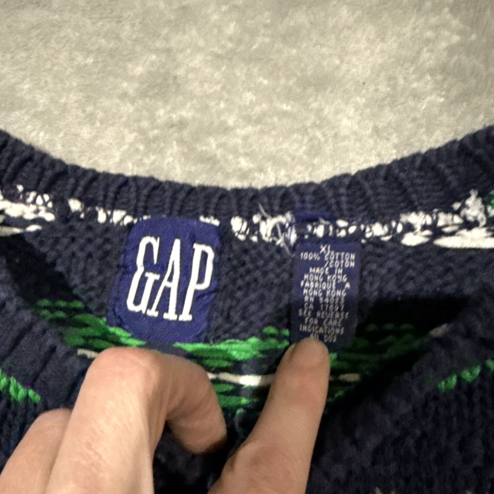Gap VINTAGE Gap Sweater Mens L Blue Green White Fair Isle Knit Pullover Crew Sweater Knit Drop Shoulders Ski Winter 80s 90s Casual Mens Size US L / EU 52-54 / 3 - 3 Thumbnail