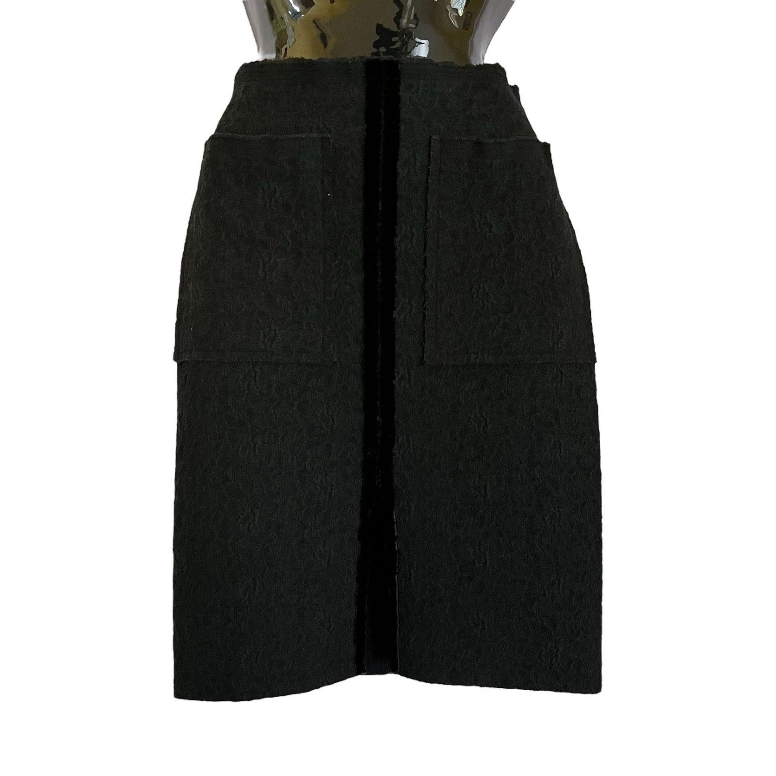 Lanvin Lanvin Runway Vintage Gray Wool Black Velvet Pencil Skirt Size 26" / US 2 / IT 38 - 11 Thumbnail