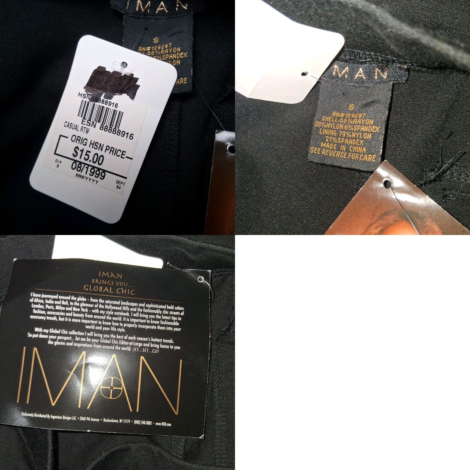 Vintage VINTAGE IMAN Global Chic Skirted Leggings Small Black Rayon Blend Stretch NEW Women Size 28" / US 6 / IT 42 - 8 Thumbnail