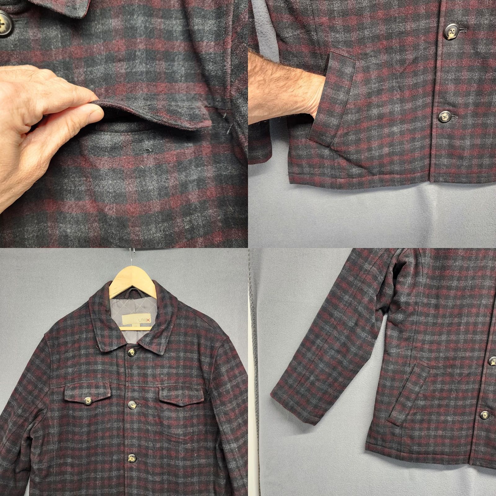 Vintage Utex Coat Jacket Mens Large Wool Blend Quilt Lining Grey Red Plaid Utility Chore Jacket Coat Mens L Regular Wool Pattern Plaid Fall Winter Size US L / EU 52-54 / 3 - 8 Thumbnail