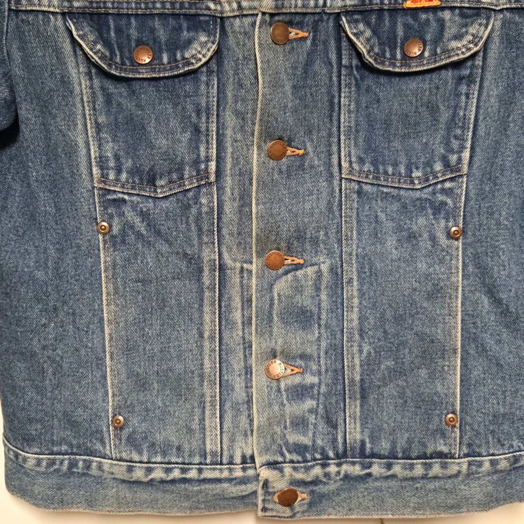Vintage VINTAGE Rustler Denim Trucker Jacket L Made in USA Faded Blues Mens Jacket Biker 70s Size US L / EU 52-54 / 3 - 3 Thumbnail