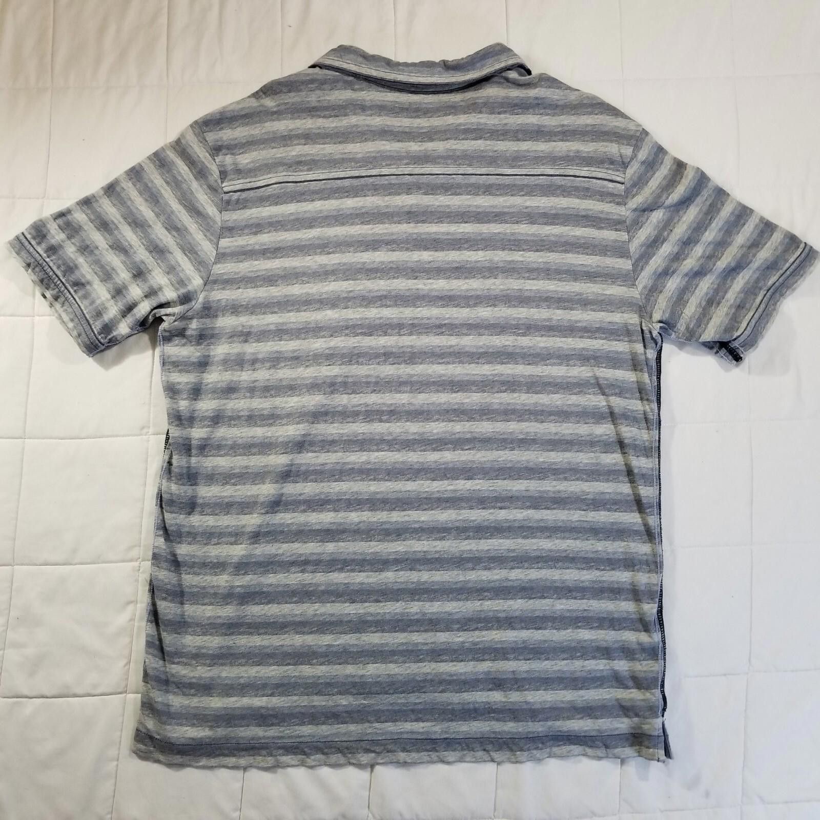 Tommy Bahama Tommy Bahama Large Striped Blue & Gray Heathered Polo Size US L / EU 52-54 / 3 - 11 Thumbnail
