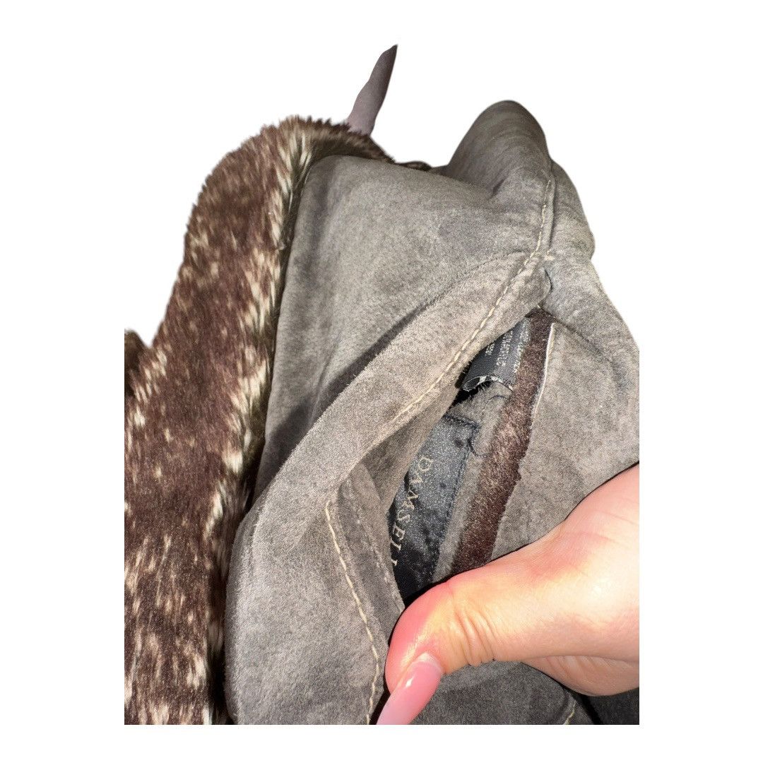 American Apparel × Vintage VTG Y2K Damselle LEATHER SUEDE LONG COAT WITH FAUX FUR TRIM Size L / US 10 / IT 46 - 5 Thumbnail