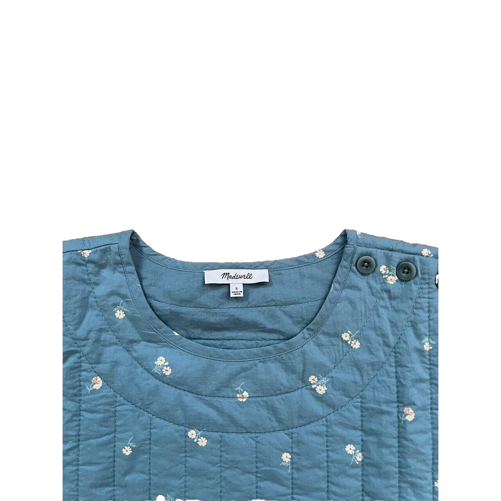 Madewell Madewell Quilted Button Shoulder Top breeze S A000564 Size S / US 4 / IT 40 - 6 Thumbnail