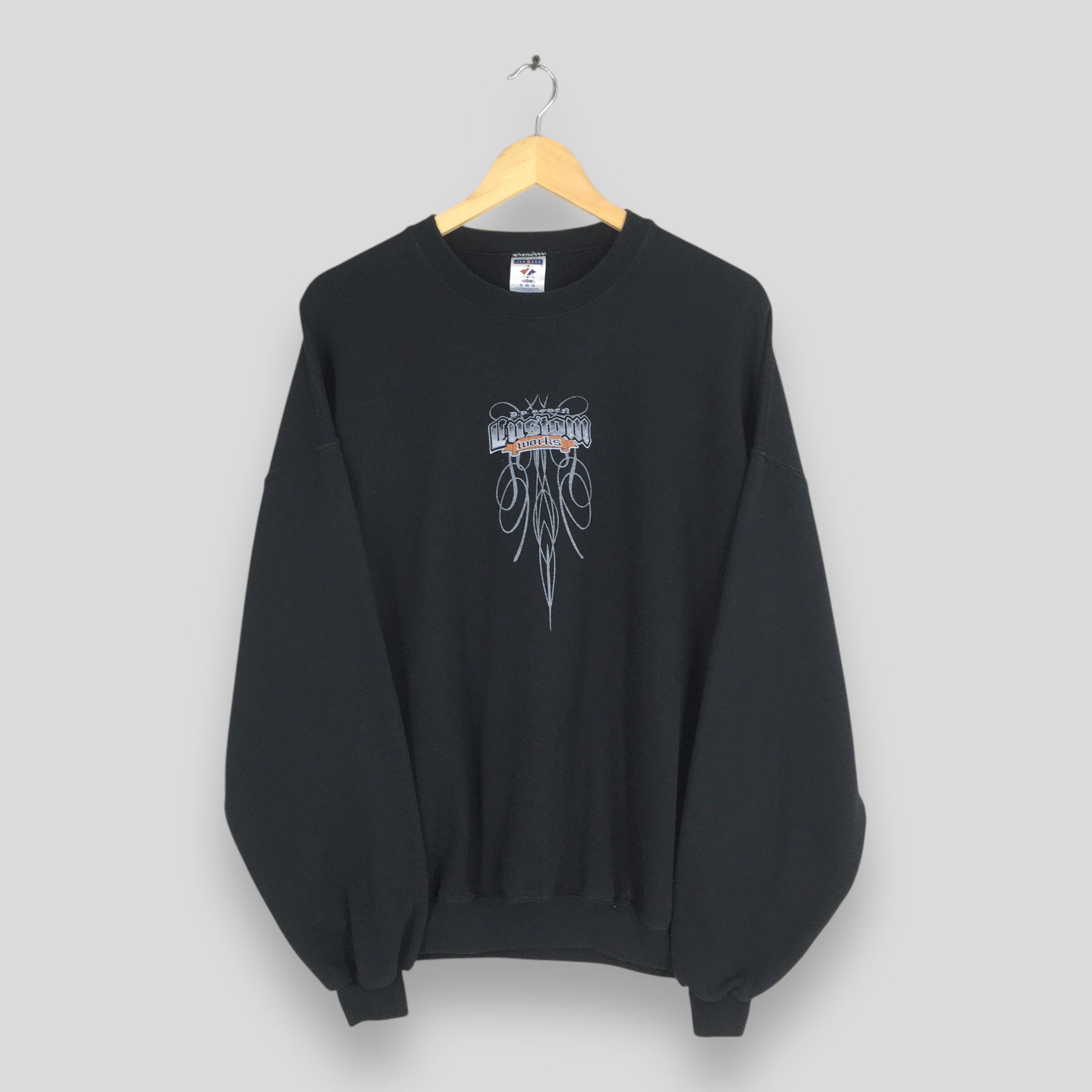 Jerzees Vintage 90s D.P. Rodea Custom Works Black Sweatshirts XLarge Size US XL / EU 56 / 4 - 1 Thumbnail