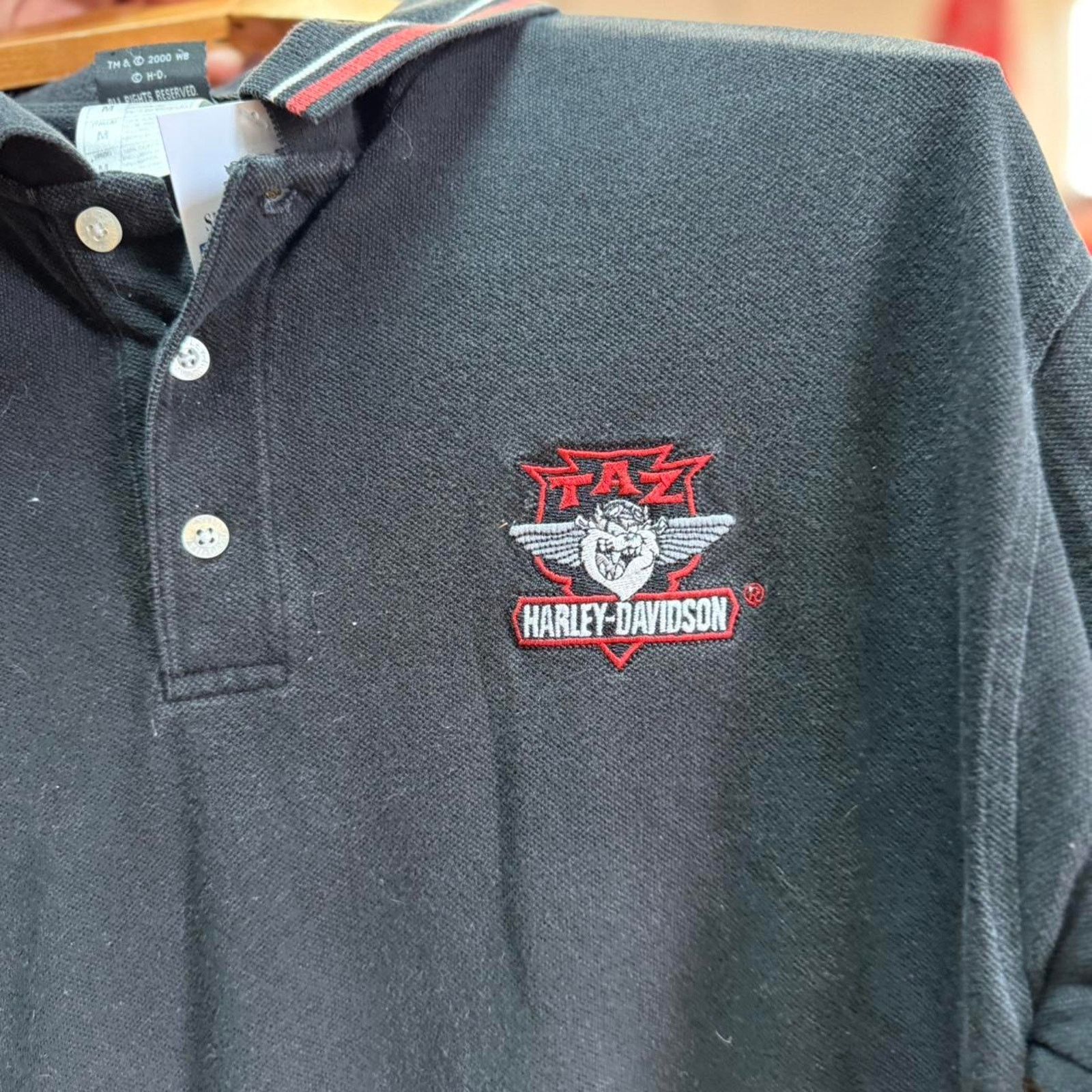 Harley Davidson × Vintage Vintage 90s Taz Harley Davidson Motorcycles Biker Polo Shirt Size US M / EU 48-50 / 2 - 3 Thumbnail