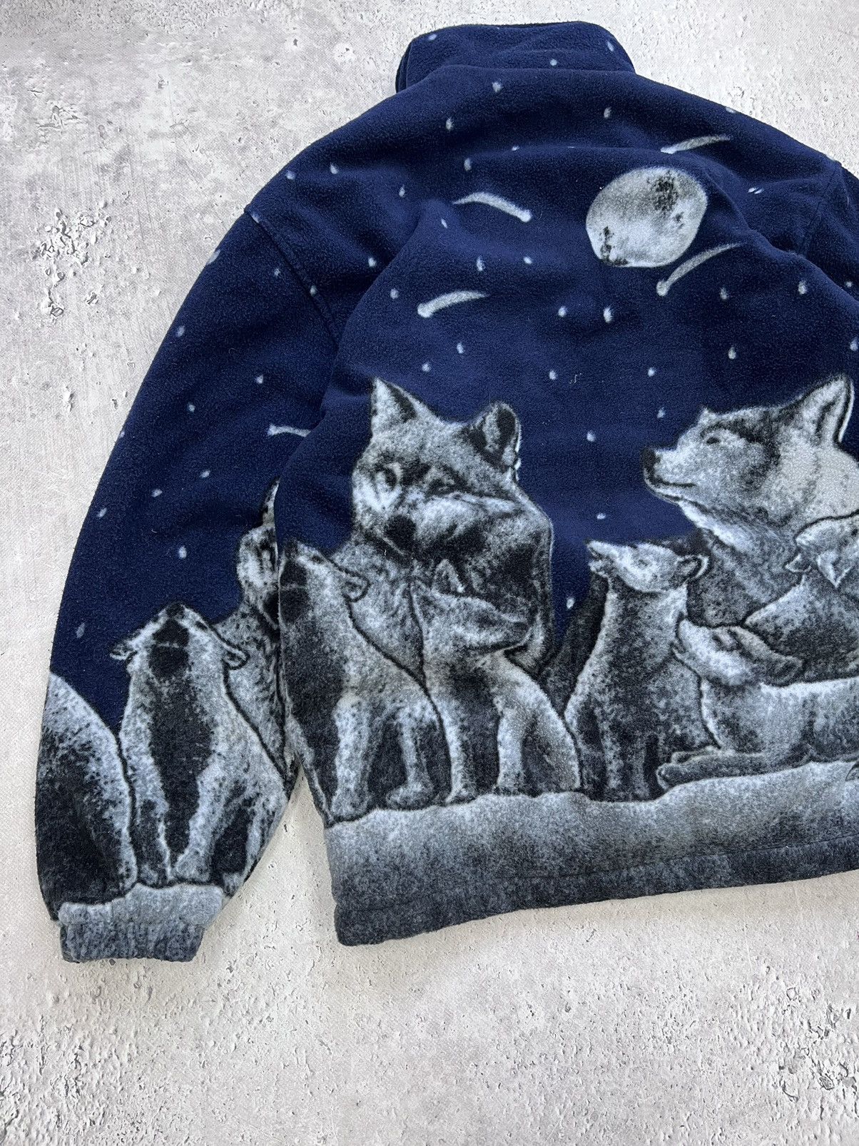 Vintage × Woolf Vintage Sherpa Animal Wolf Overprint Polar Fleece Jacket Size US L / EU 52-54 / 3 - 10 Thumbnail