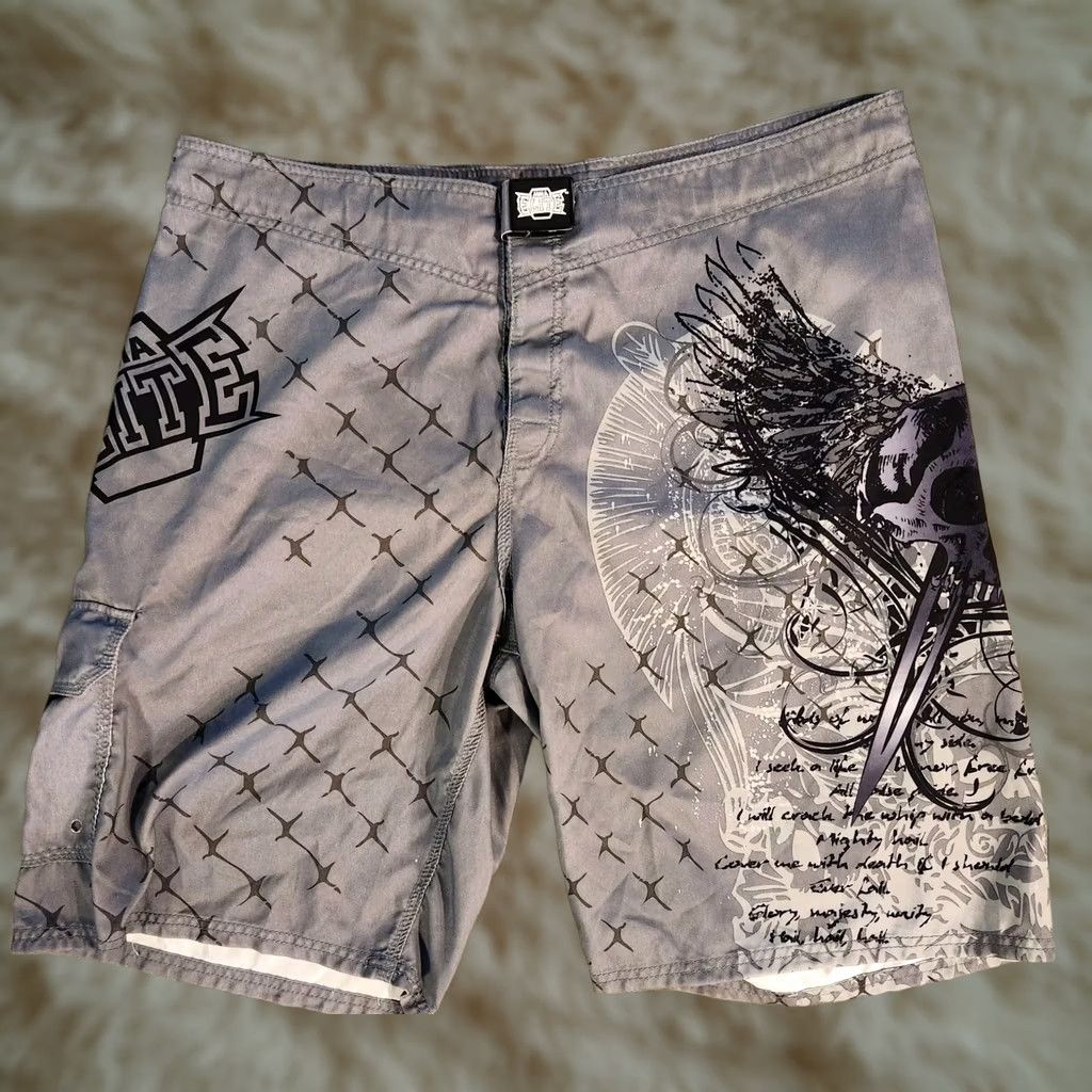 Vintage MMA Elite Shorts Mens XL Training Black Gray Graphic Size US 36 / EU 52 - 1 Thumbnail
