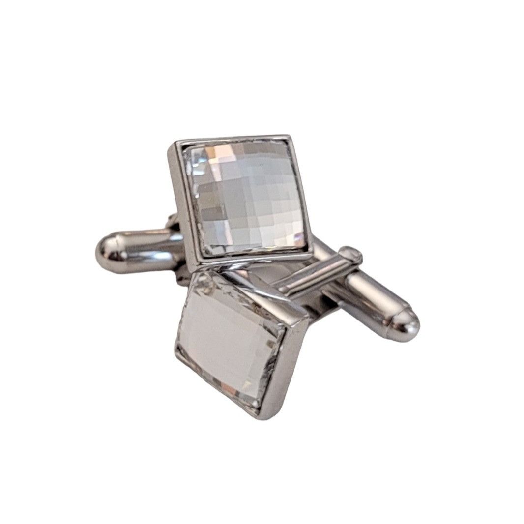 Swarovski Swarovski Swan Logo Silver-Tone Square Faceted Clear Crystal Size ONE SIZE - 5 Thumbnail