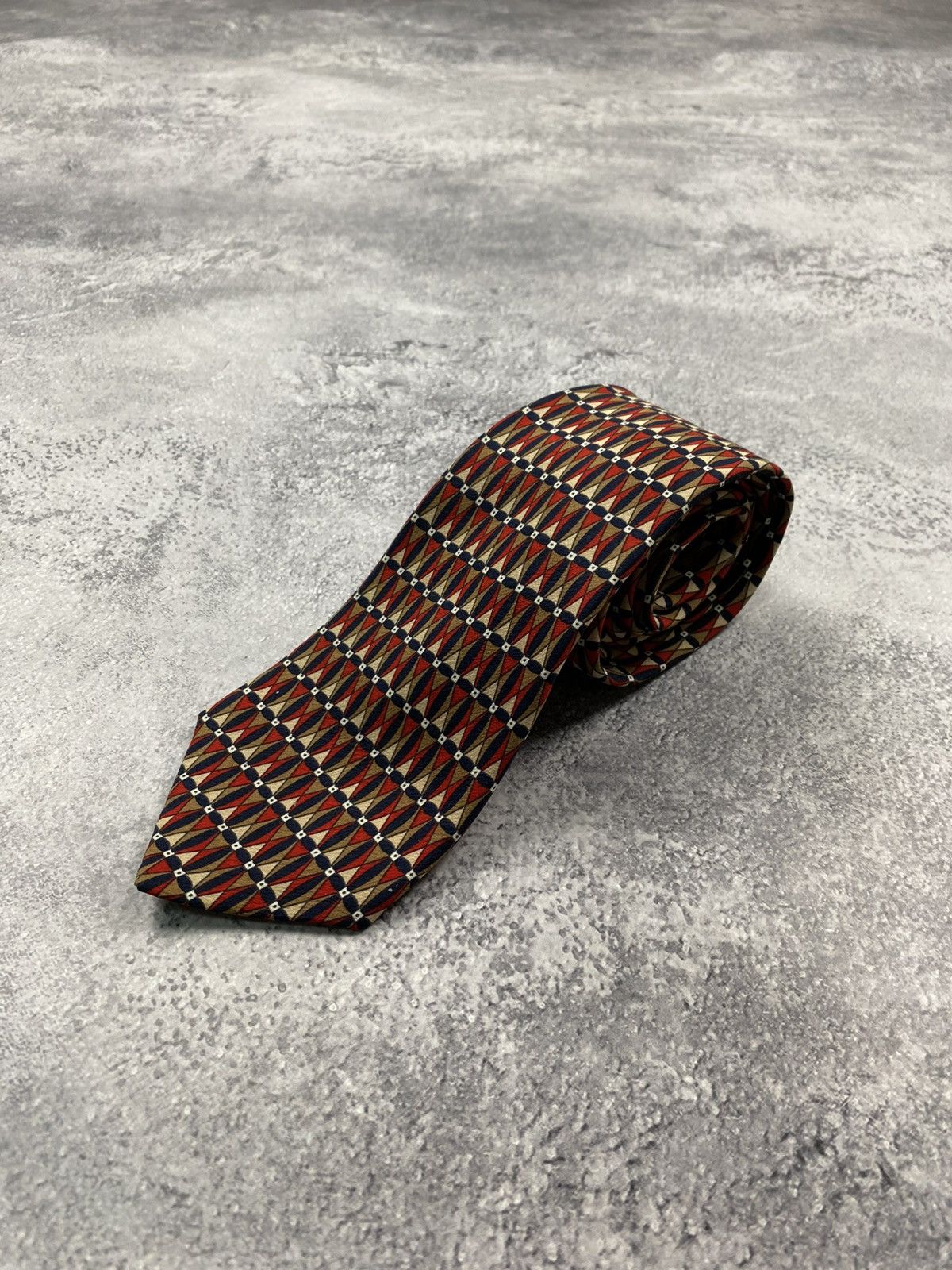 Lanvin Lanvin Tie 90s Geometric Cravatca Silk Y2K Classic Casual Size ONE SIZE - 5 Thumbnail