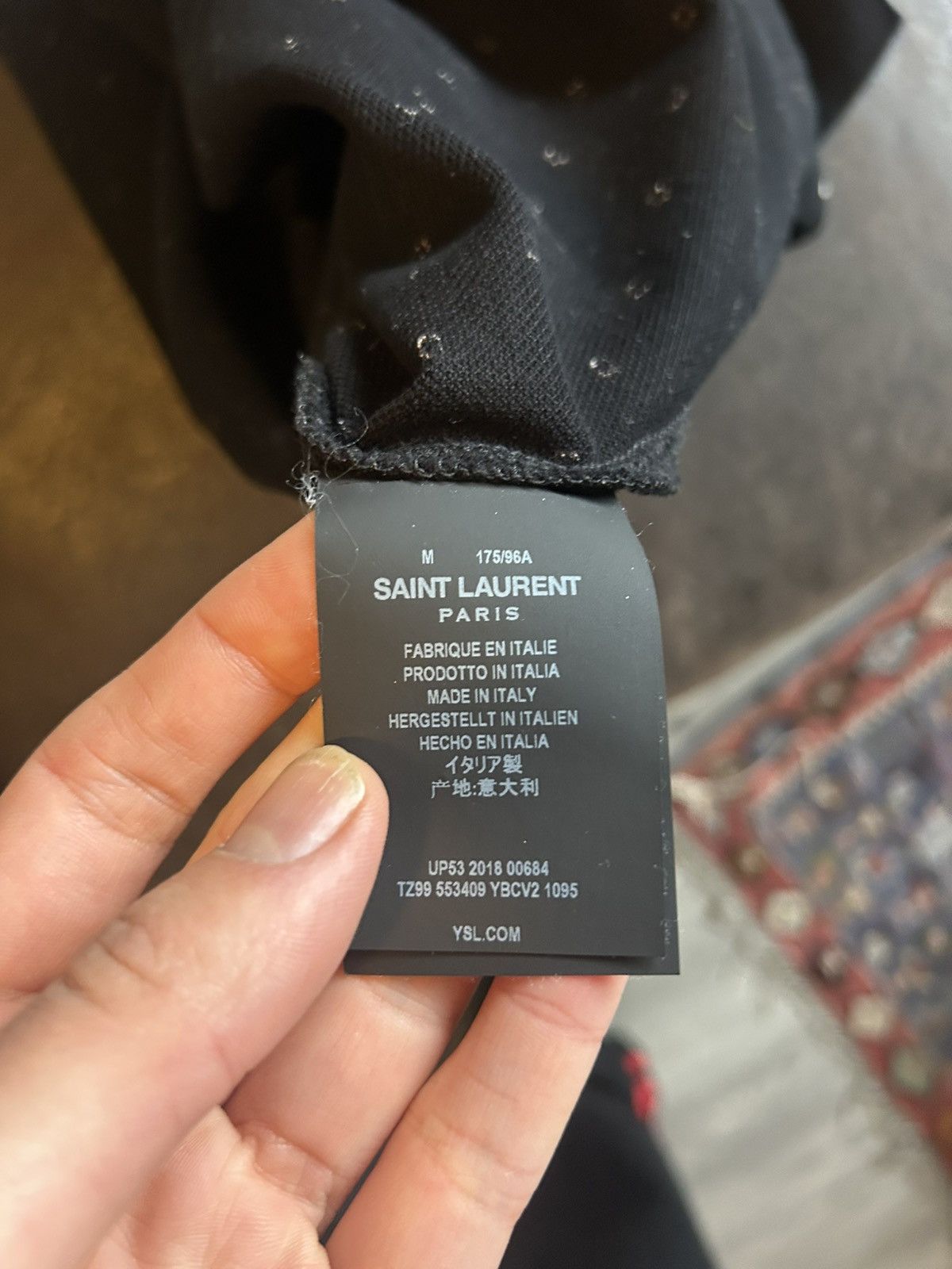Saint Laurent Paris Saint Laurent Paris Black Micro Geometric Pattern Polo Shirt Size US M / EU 48-50 / 2 - 8 Thumbnail