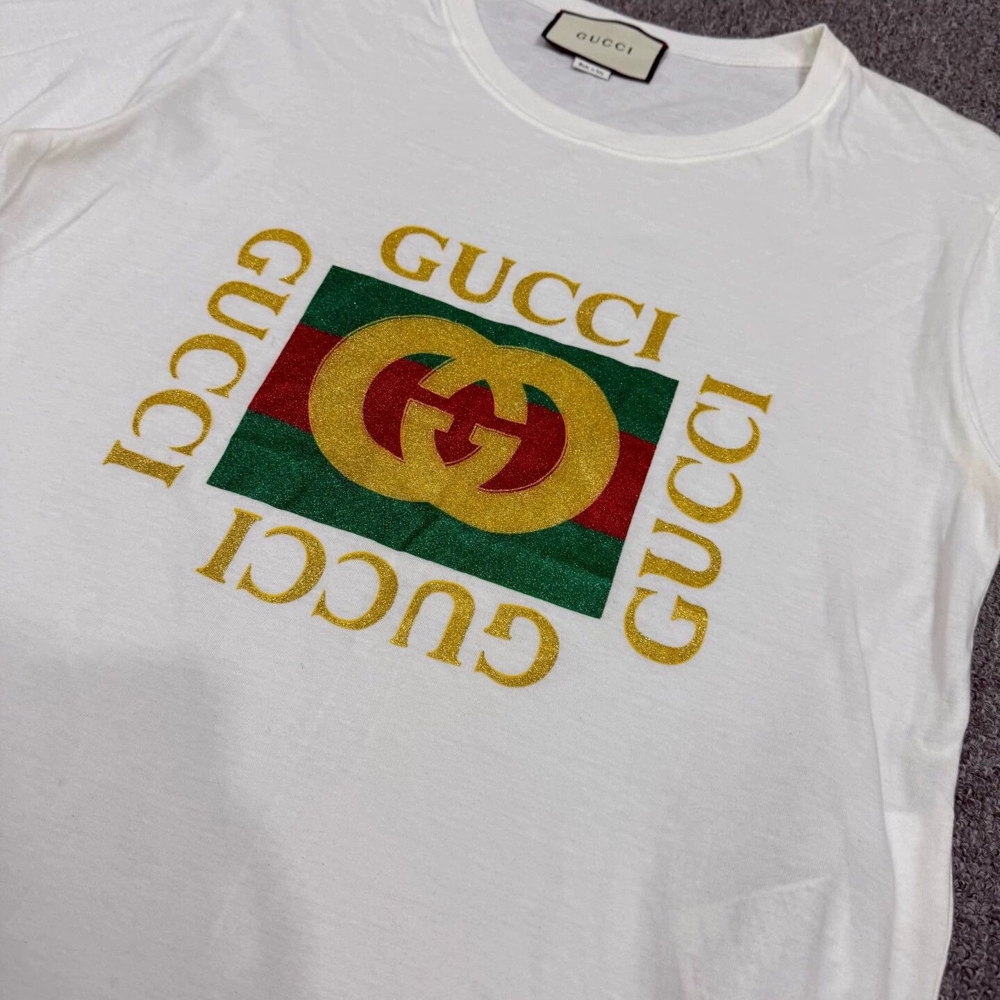 Gucci Gucci white square logo SS Tee S 95new Size S / US 4 / IT 40 - 3 Thumbnail