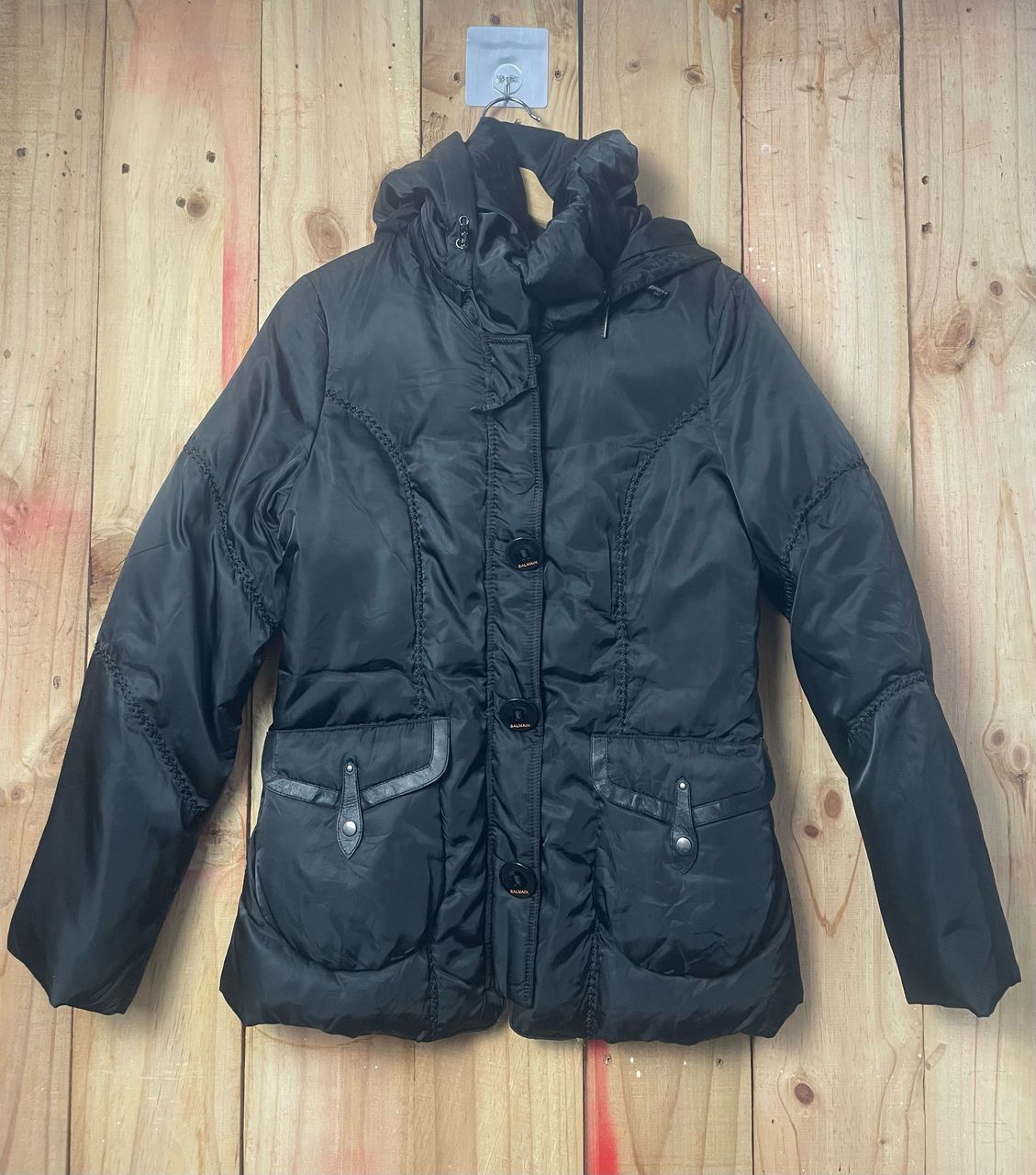 Balmain × Vintage Vintage Balmain Down Jacket Hoodie Size L / US 10 / IT 46 - 1 Thumbnail