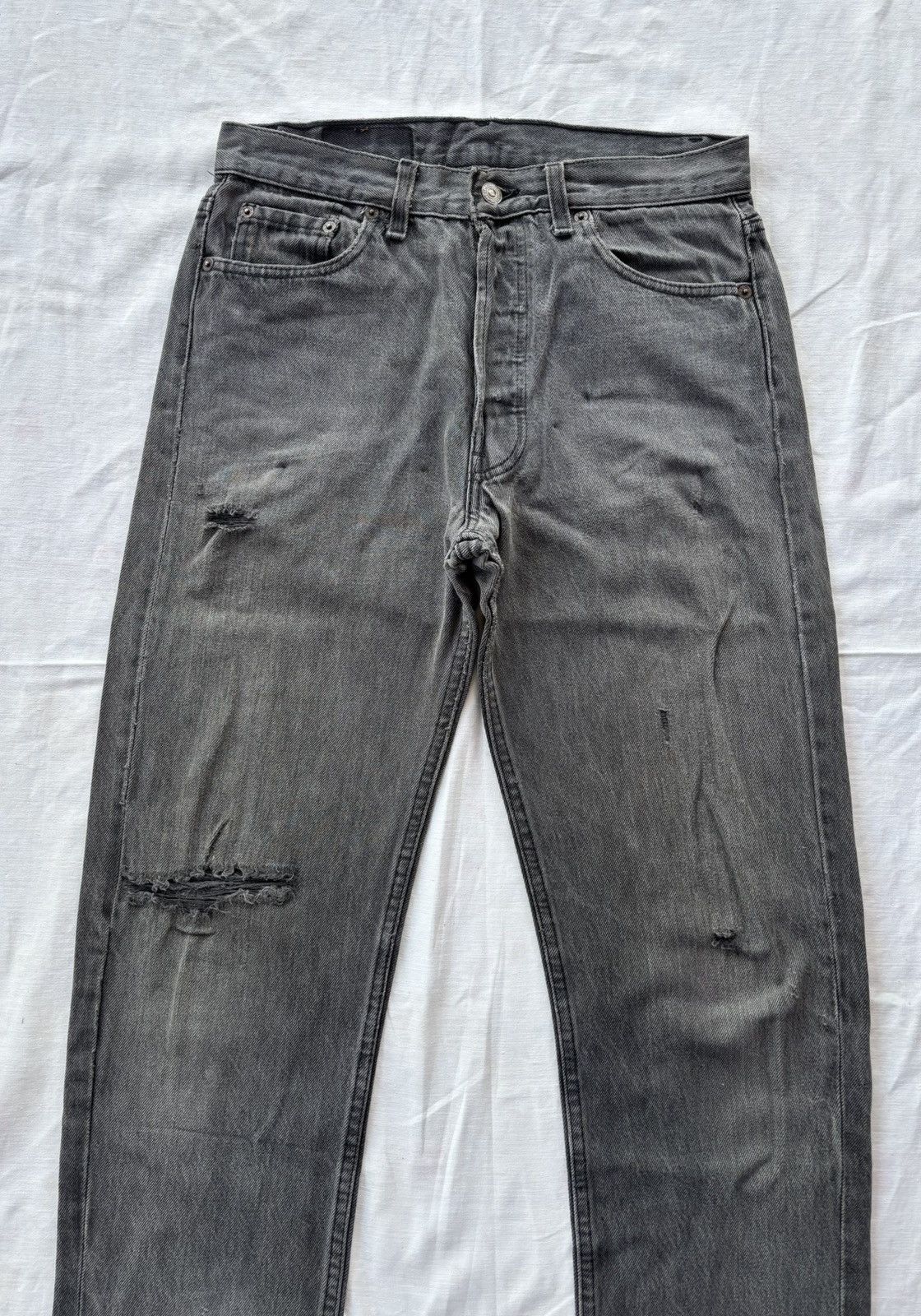 Kapital Vintage Levis 501 MADE IN USA Faded Black Distress Denim Size US 30 / EU 46 - 3 Thumbnail