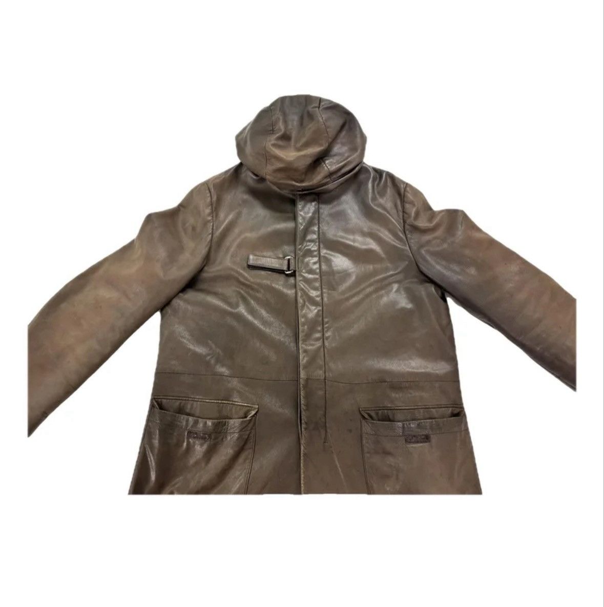 Prada Vintage Prada Milano Hooded Leather Coat Size US M / EU 48-50 / 2 - 2 Thumbnail