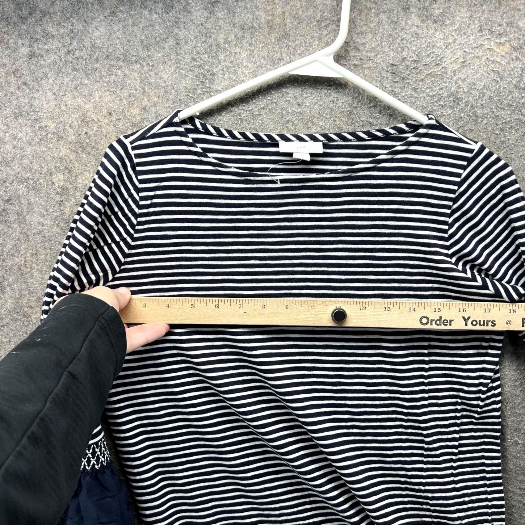 J. Jill J. Jill Shirt Womens XS Blue White Stripe Bell Sleeve Ruffle Embroidered Top Size XS / US 0-2 / IT 36-38 - 4 Thumbnail