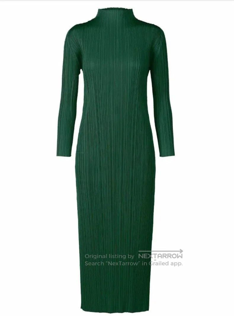 Issey Miyake Issey Miyake Emerald Green Dress Size L / US 10 / IT 46 - 6 Thumbnail