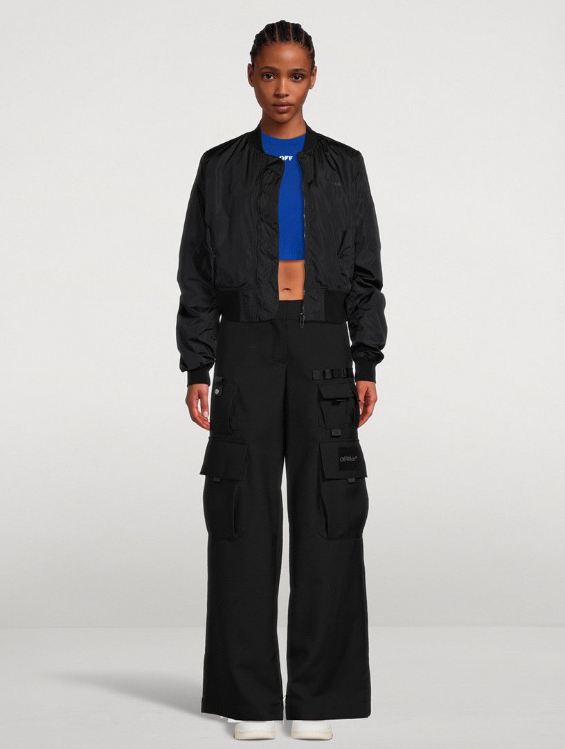 Off-White o1mle0425 Stamp Ribbed Cropped T-Shirt in Blue Size M / US 6-8 / IT 42-44 - 5 Thumbnail