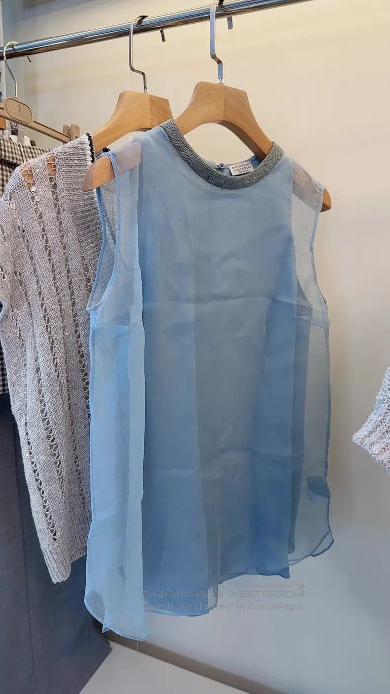Brunello Cucinelli Brunello Cucinelli Beaded Silk Two-Piece Top Size S / US 4 / IT 40 - 7 Thumbnail