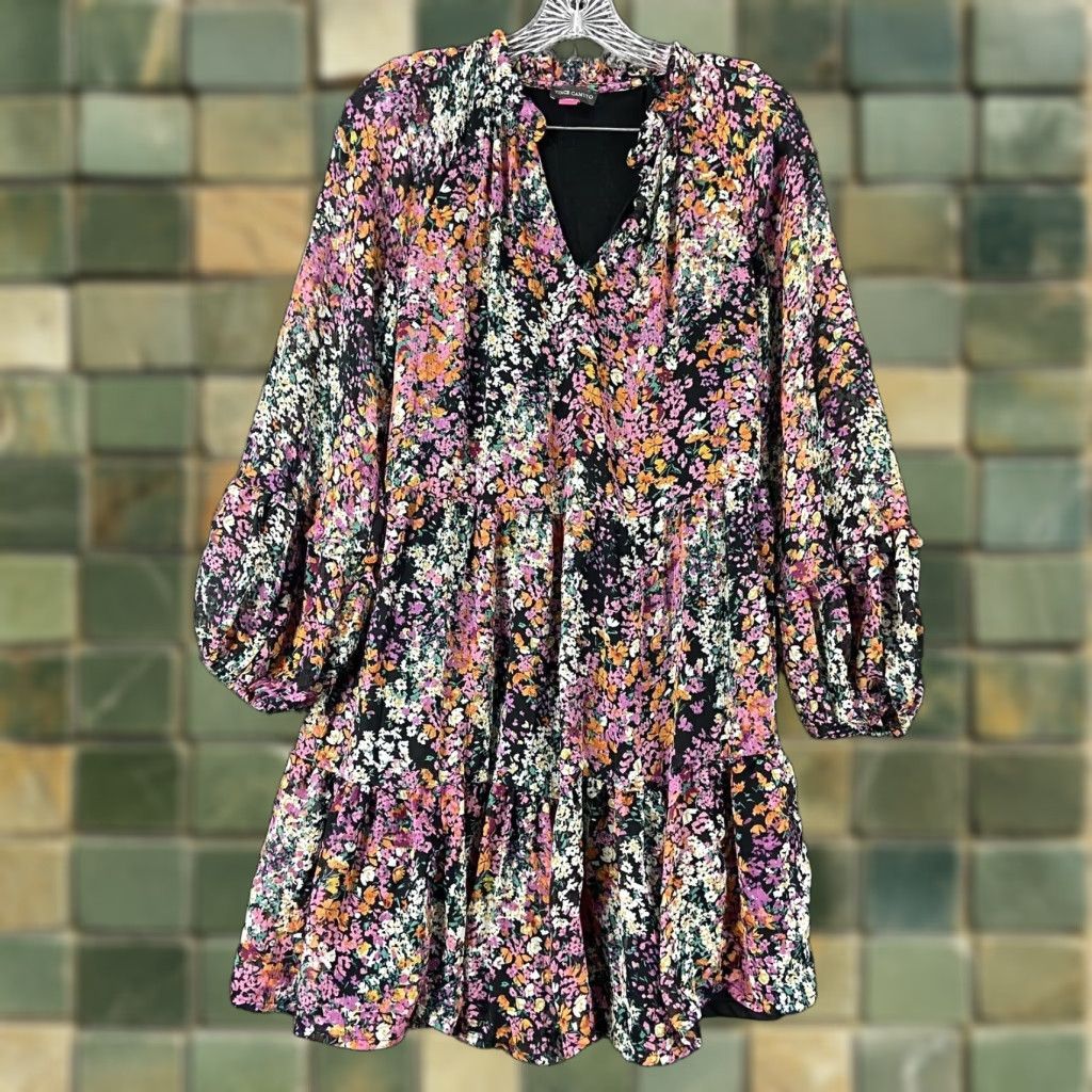 Vince Camuto Vince Camuto Dress Floral Women M Multicolor Knee Length Sheer Long Sleeve A-Line Ladies Mage/S Vibes Womens Size M / US 6-8 / IT 42-44 - 1 Thumbnail