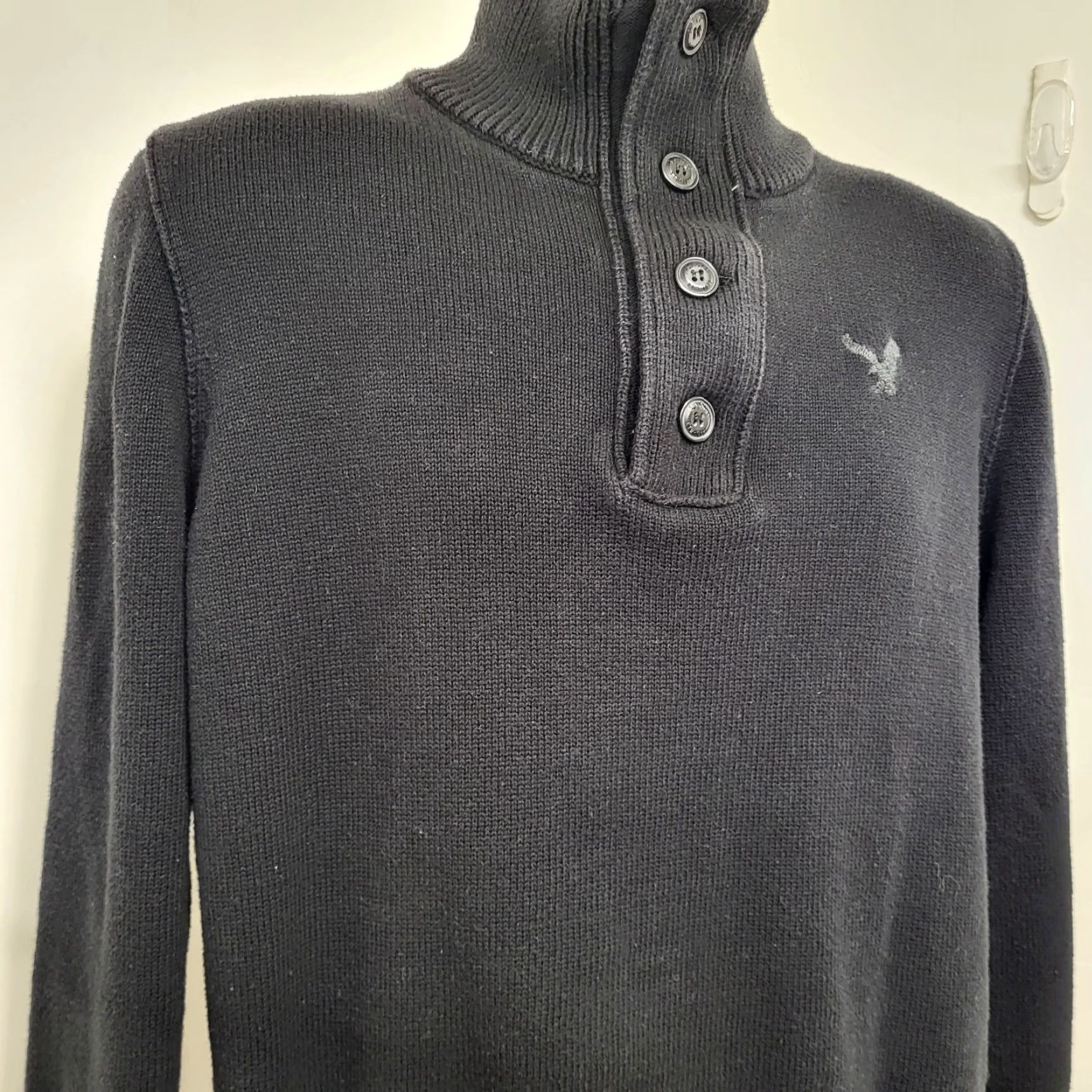 American Eagle Outfitters American Eagle Outfitters Sweater Men 3/4 Buttons Black Classic Fit Size M Knit Pullover Long Sleeve Casual Winter Fall Spring Summer All Seasons Size US M / EU 48-50 / 2 - 3 Thumbnail