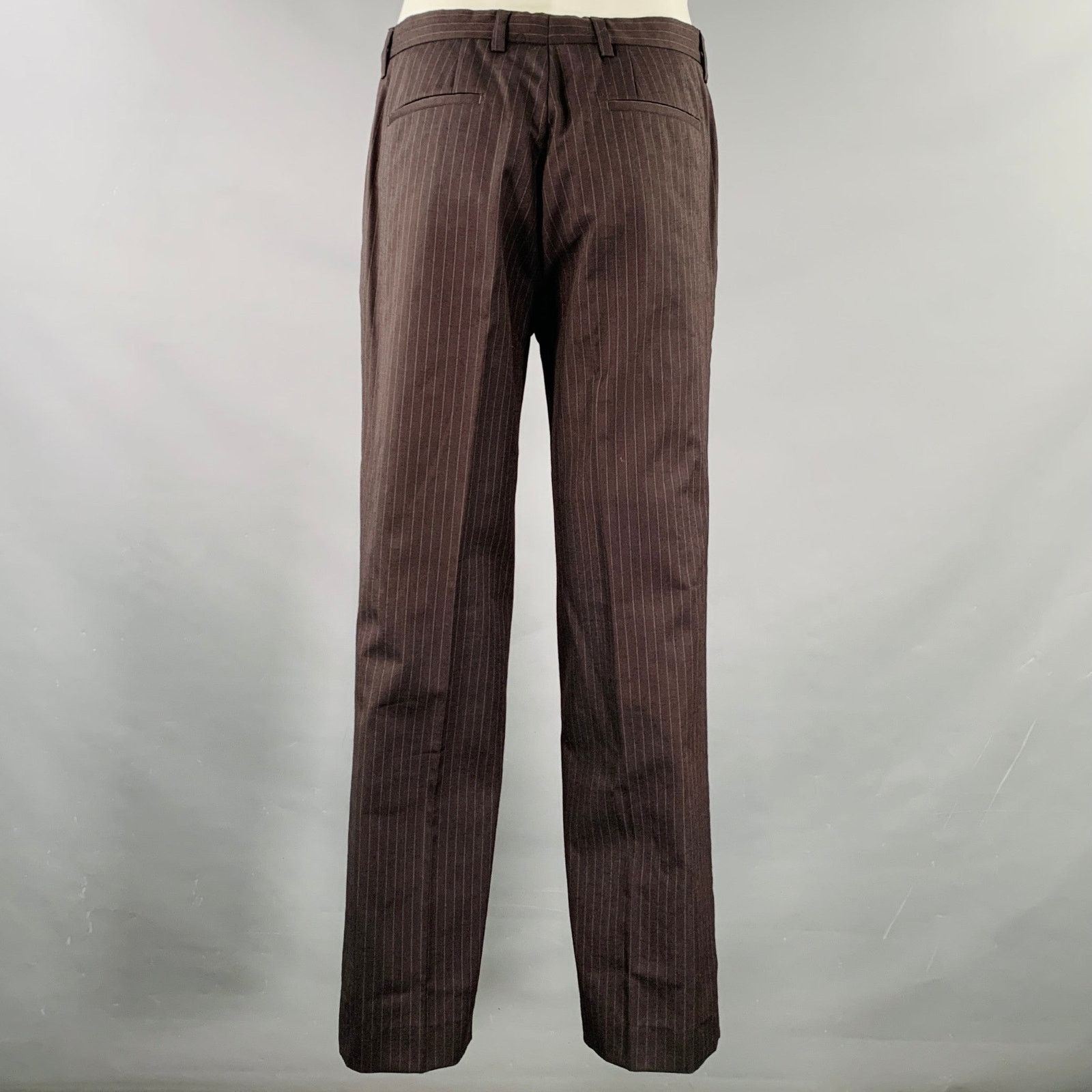 Costume National Size 38 Brown Grey Pinstripe Wool Single Button Suit Size 38R - 6 Thumbnail