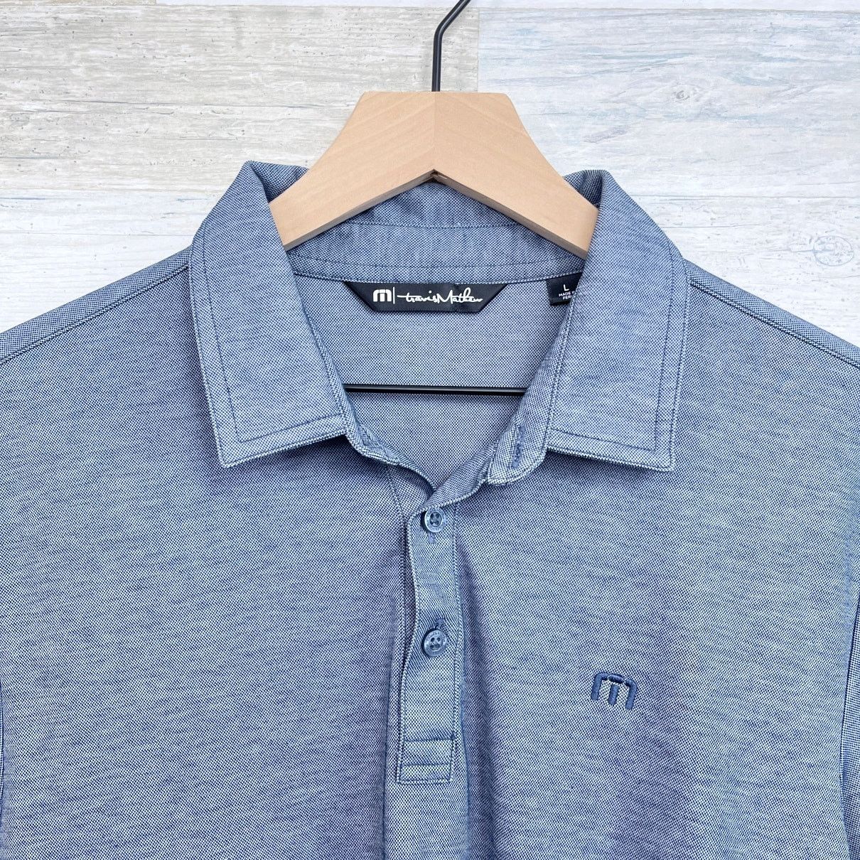 TravisMathew Travis Mathew Pique Performance Polo Shirt Blue Pima Slim L Size US L / EU 52-54 / 3 - 2 Thumbnail