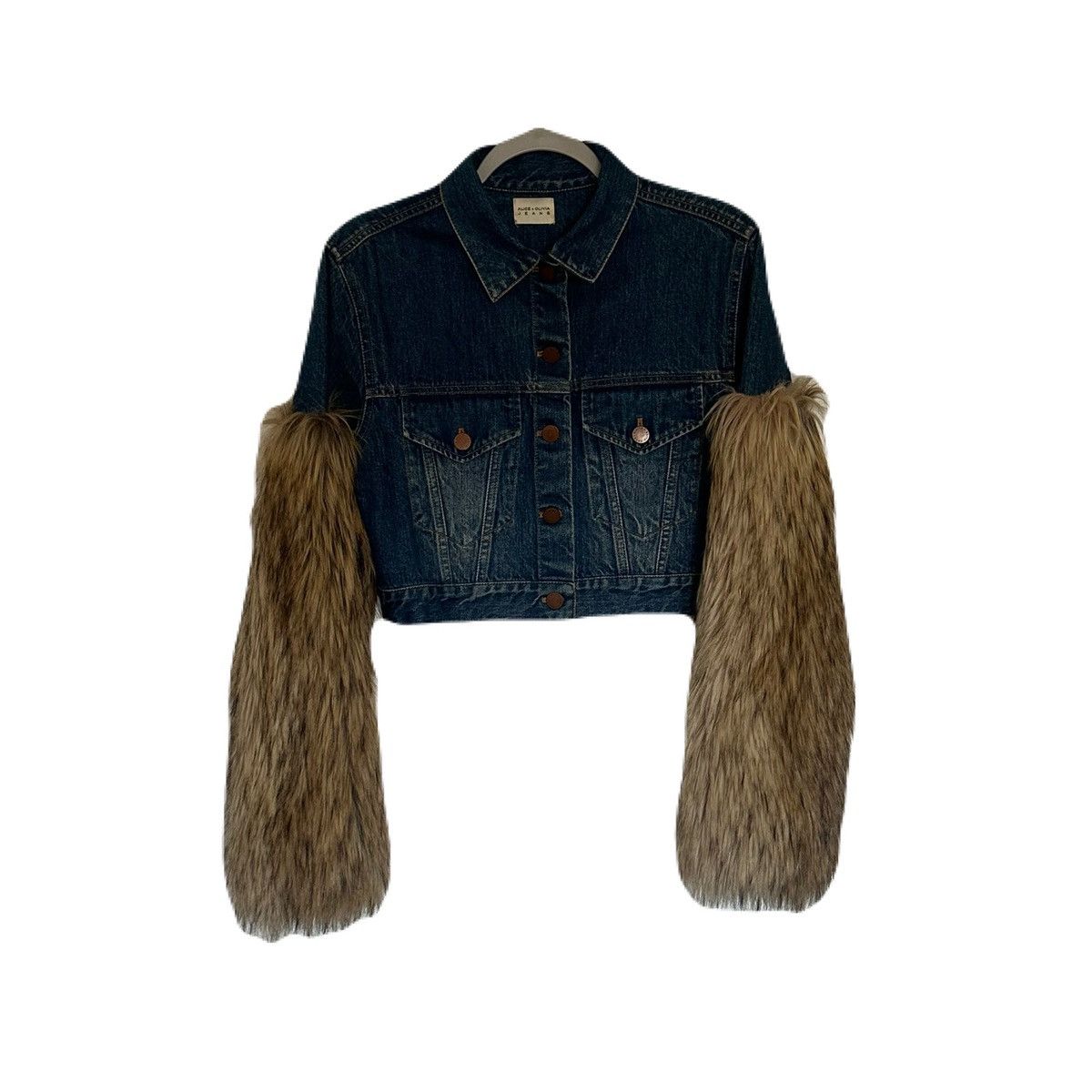 Alice + Olivia Alice + Olivia denim jacket with fur sleeves Size S / US 4 / IT 40 - 1 Thumbnail