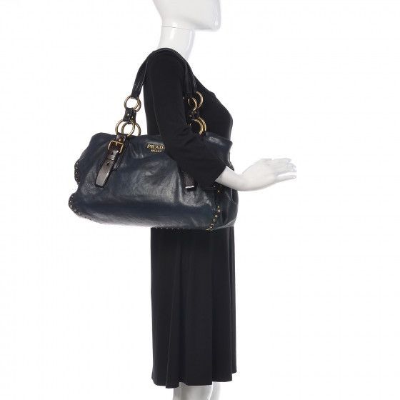 Prada PRADA Nappa Studded Aviator Shopping Tote Size ONE SIZE - 17 Thumbnail