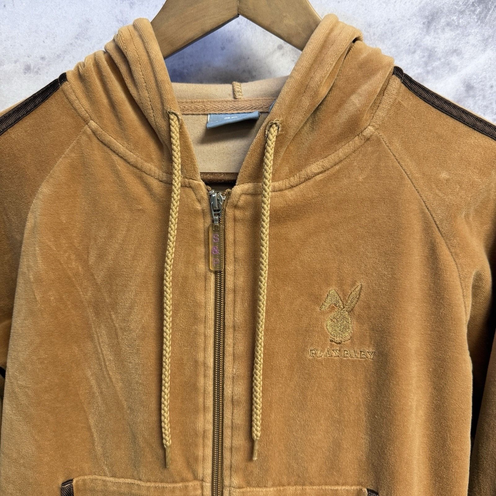Vintage Playbaby Velour Sweatshirt Womens Small 17.5x21 Brown S & P Size S / US 4 / IT 40 - 3 Thumbnail